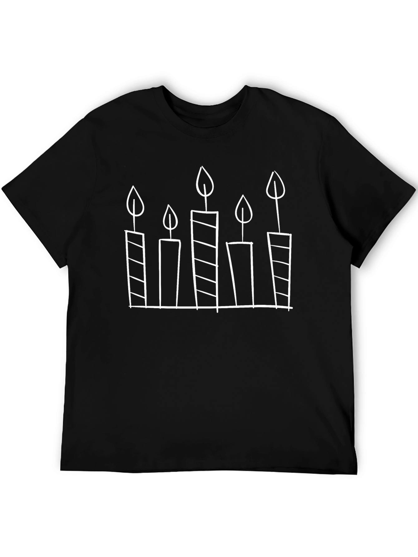 Birthday Candle Graphic Tee - Black Cotton Shirt