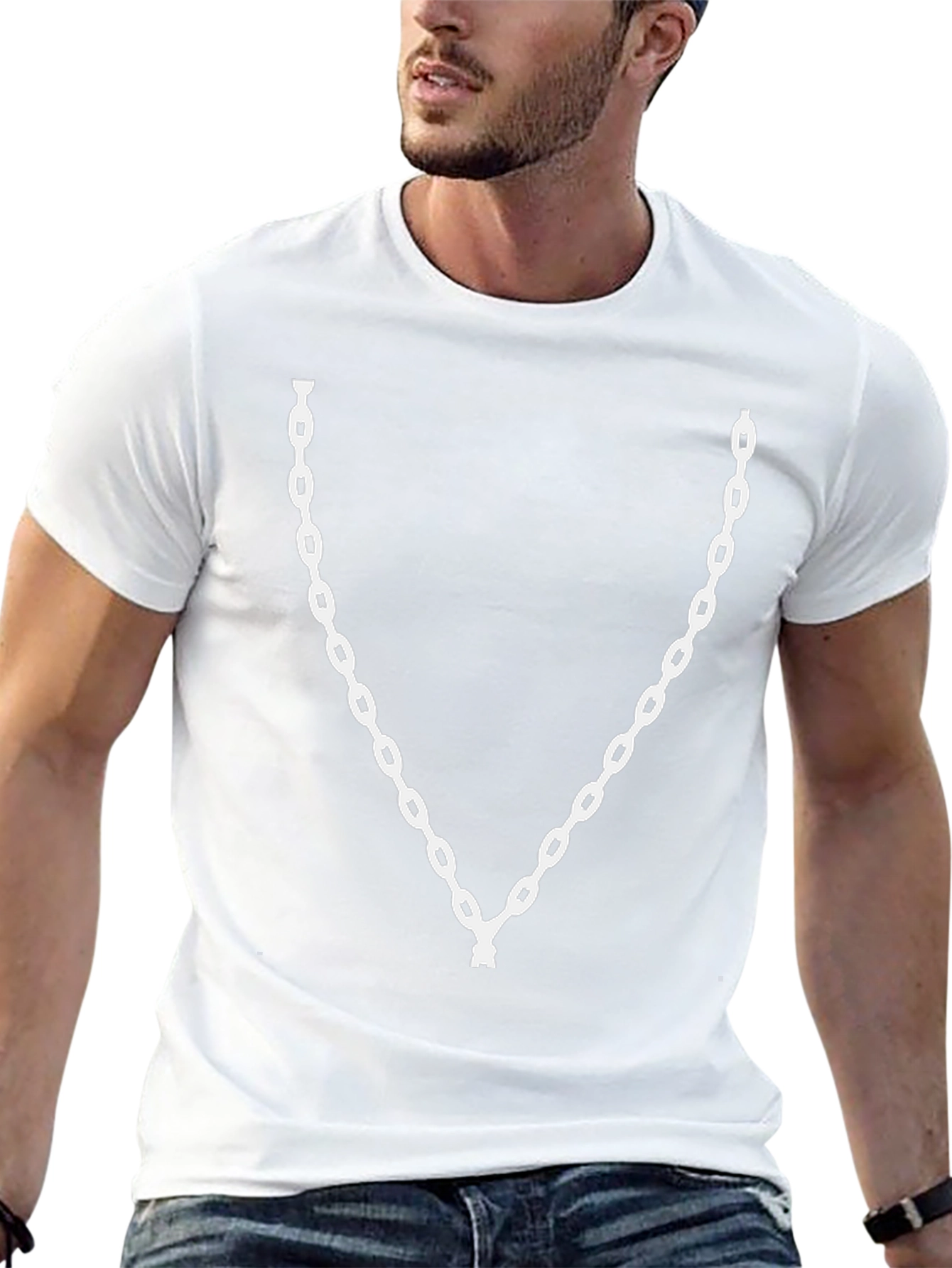 Chain Link Graphic Tee - Black Cotton Casual Wear