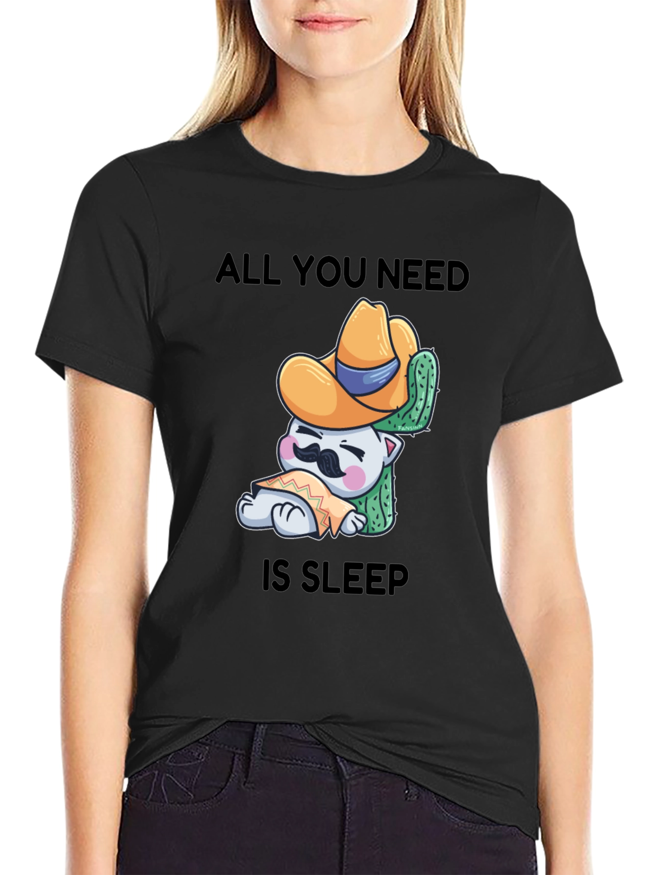 Sleepy Cat Cactus T-Shirt - Comfort & Style