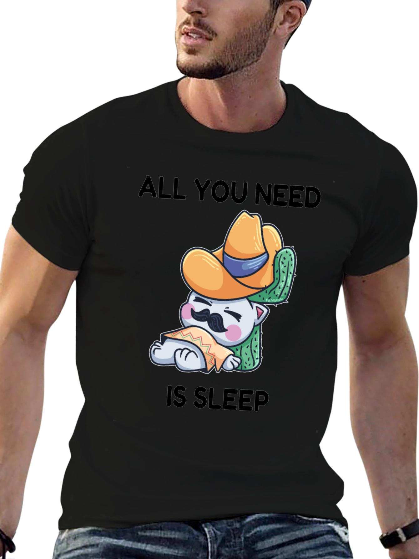 Sleepy Cat Cactus T-Shirt - Comfort & Style