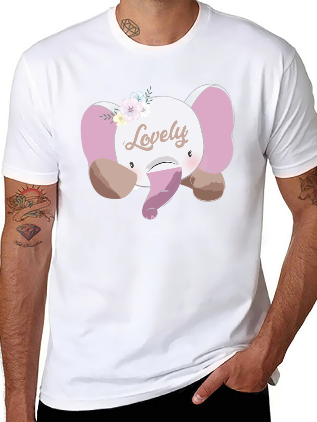 Cute Lovely Elephant Graphic T-Shirt - Unisex Black Tee