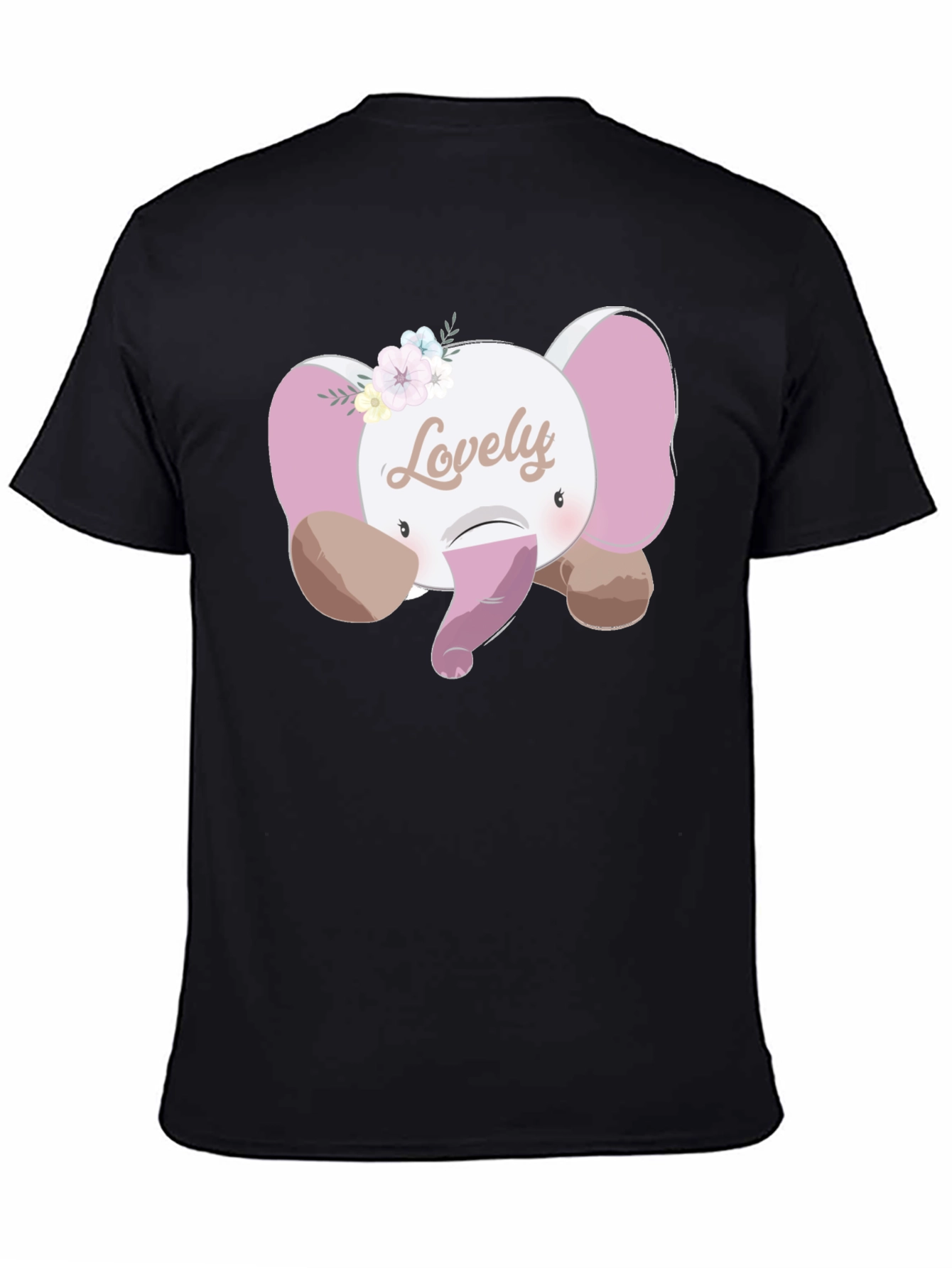 Cute Lovely Elephant Graphic T-Shirt - Unisex Black Tee