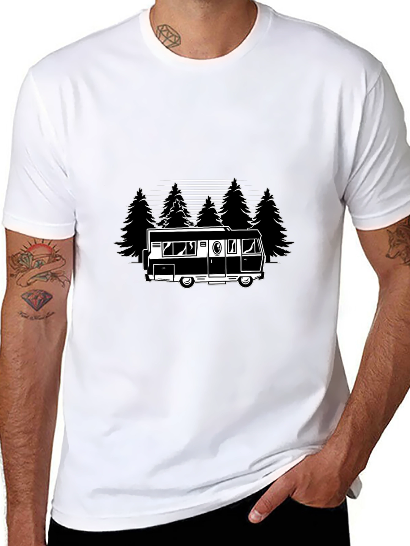Camping Adventure Graphic Tee - Black