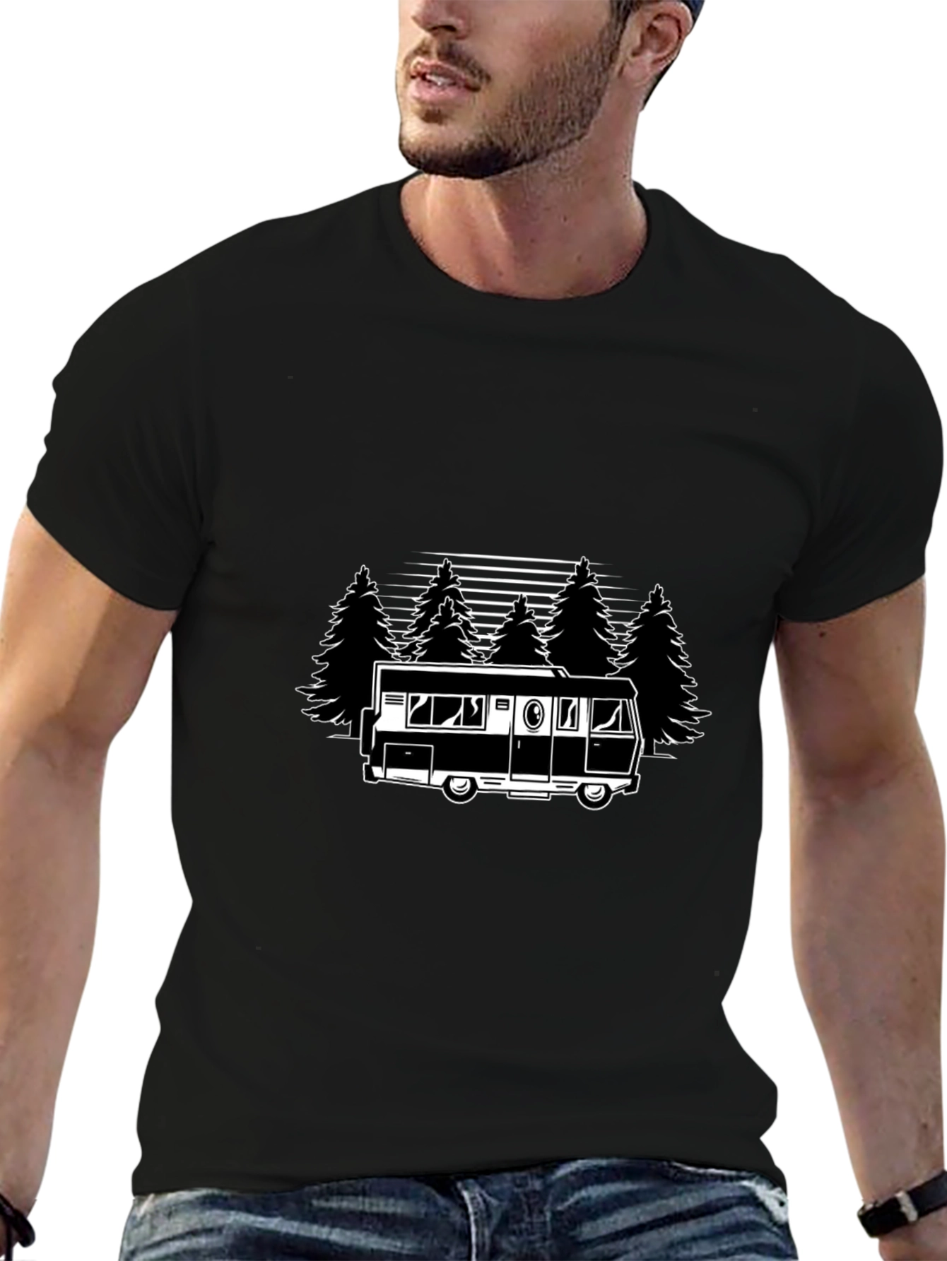 Camping Adventure Graphic Tee - Black