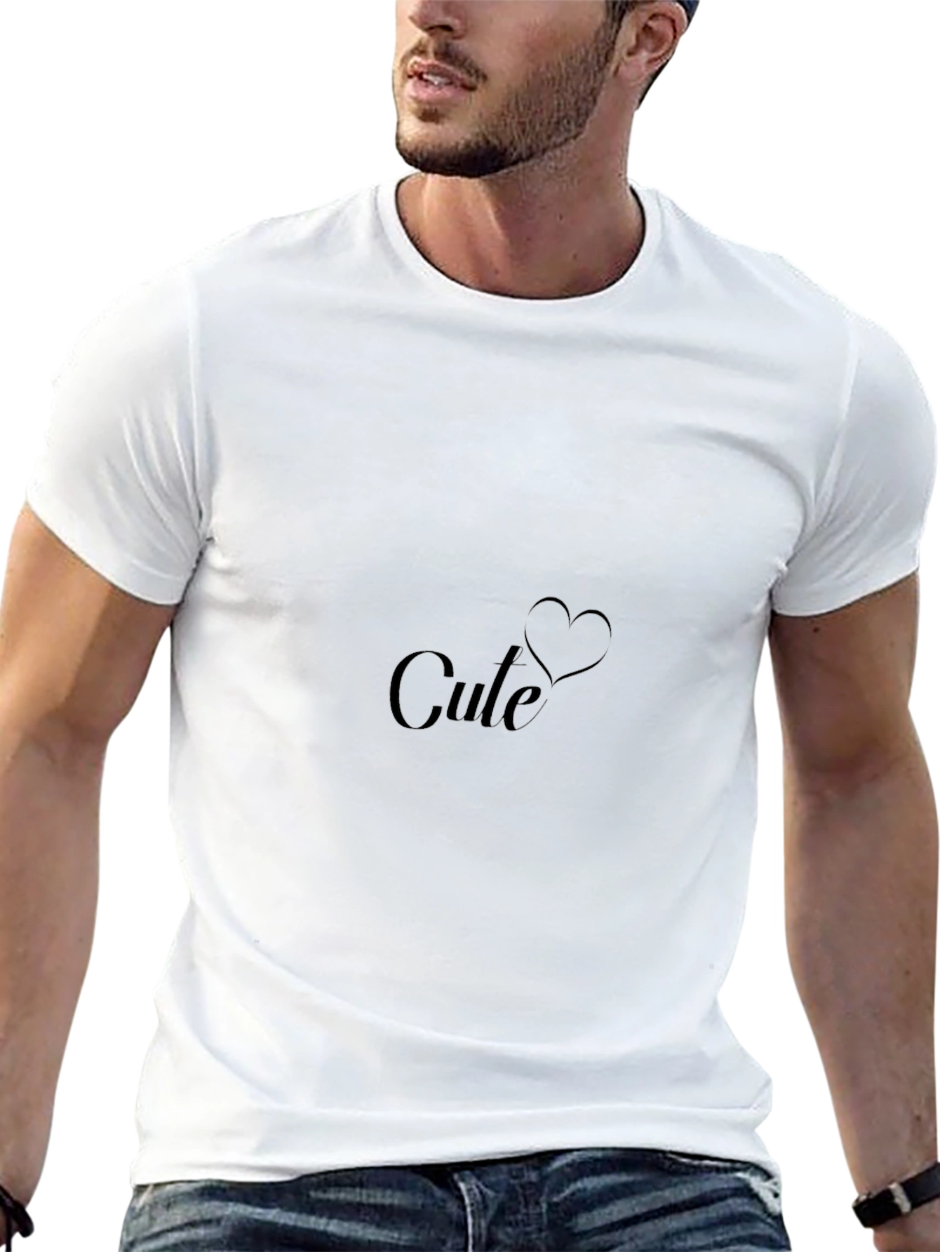 Cute Heart Graphic Black T-Shirt