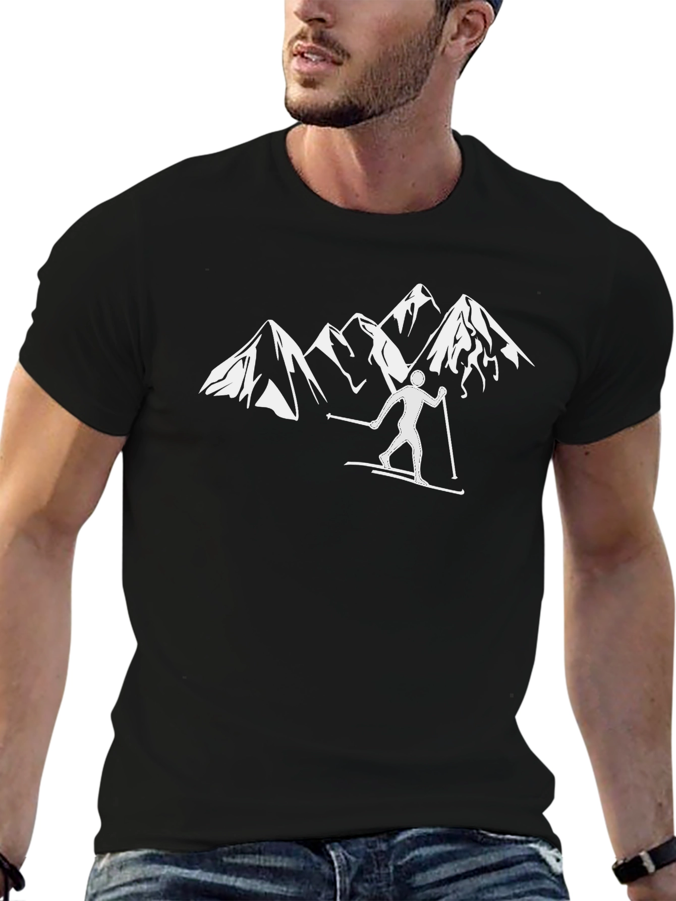Mountain Ski T-Shirt - Black Graphic Tee