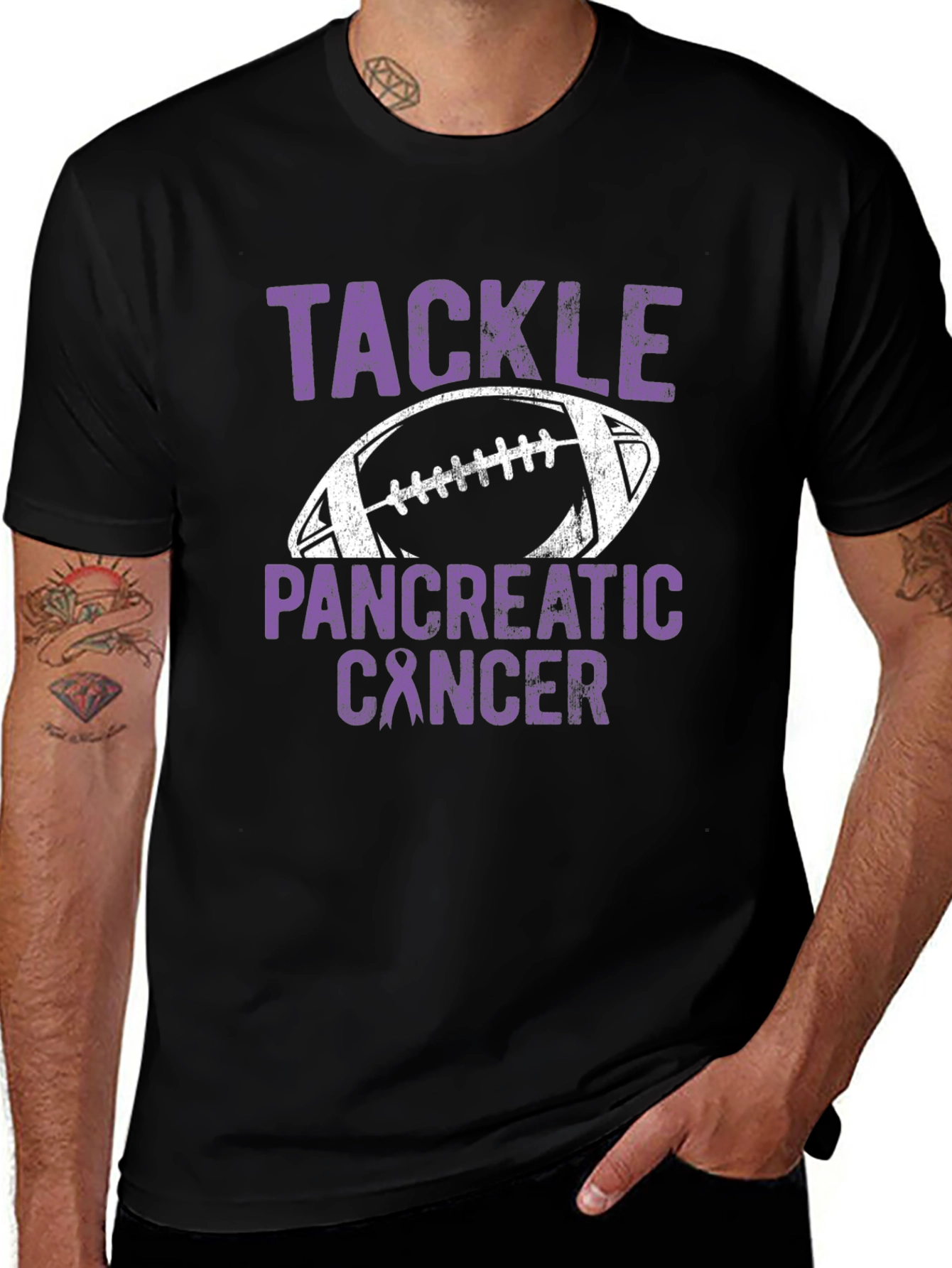 Tackle Pancreatic Cancer Football T-Shirt