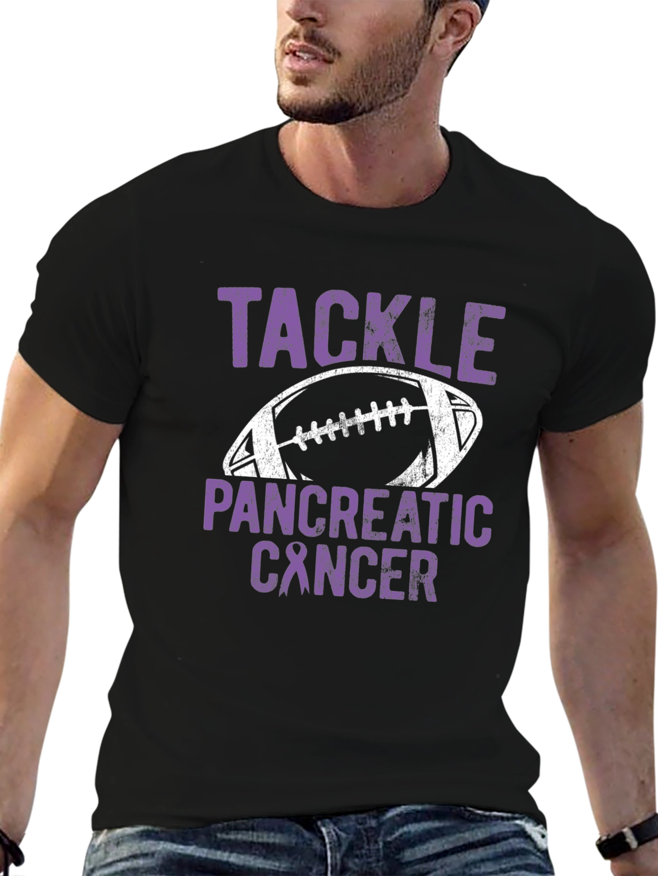 Tackle Pancreatic Cancer Football T-Shirt