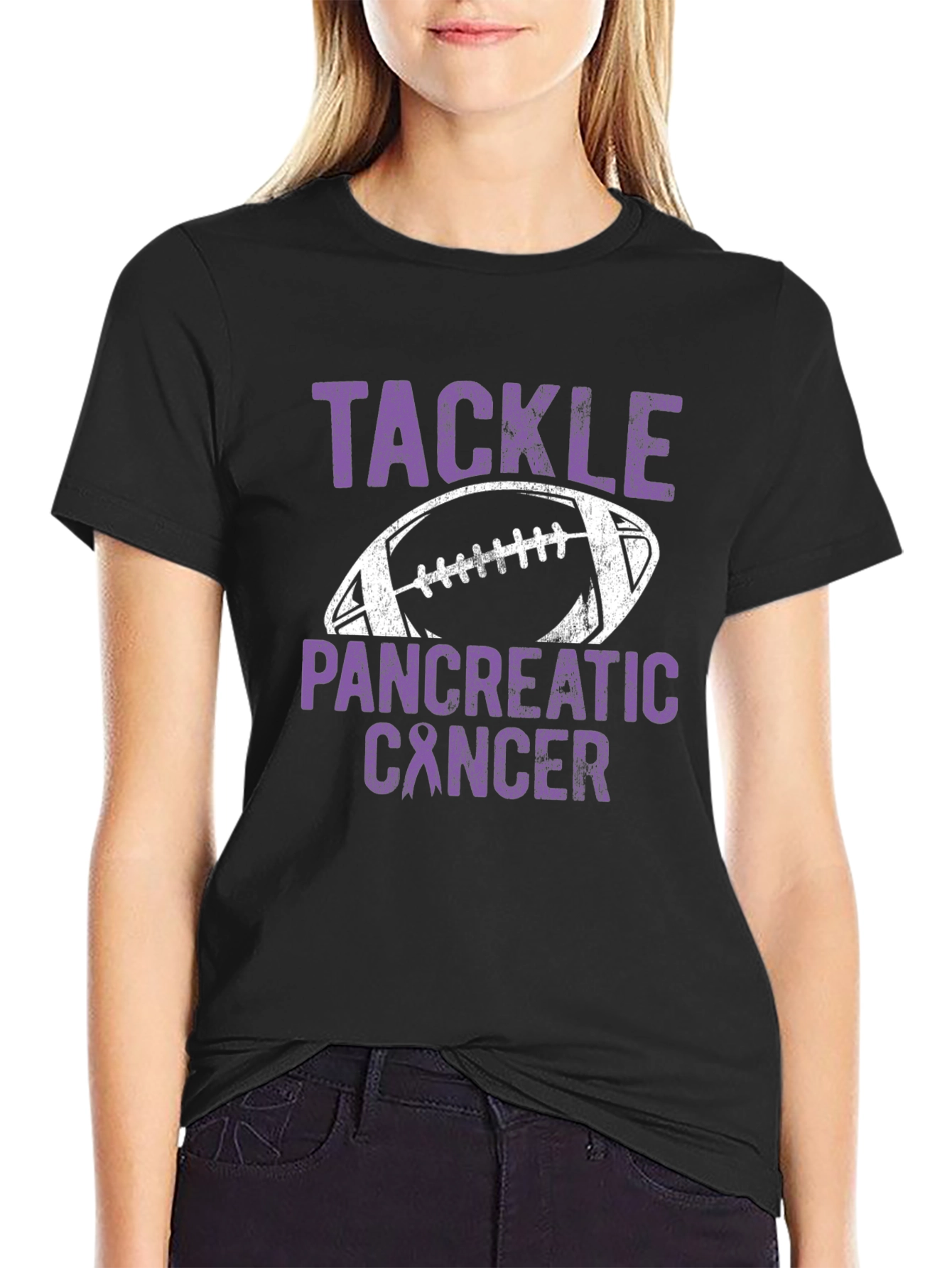 Tackle Pancreatic Cancer Football T-Shirt