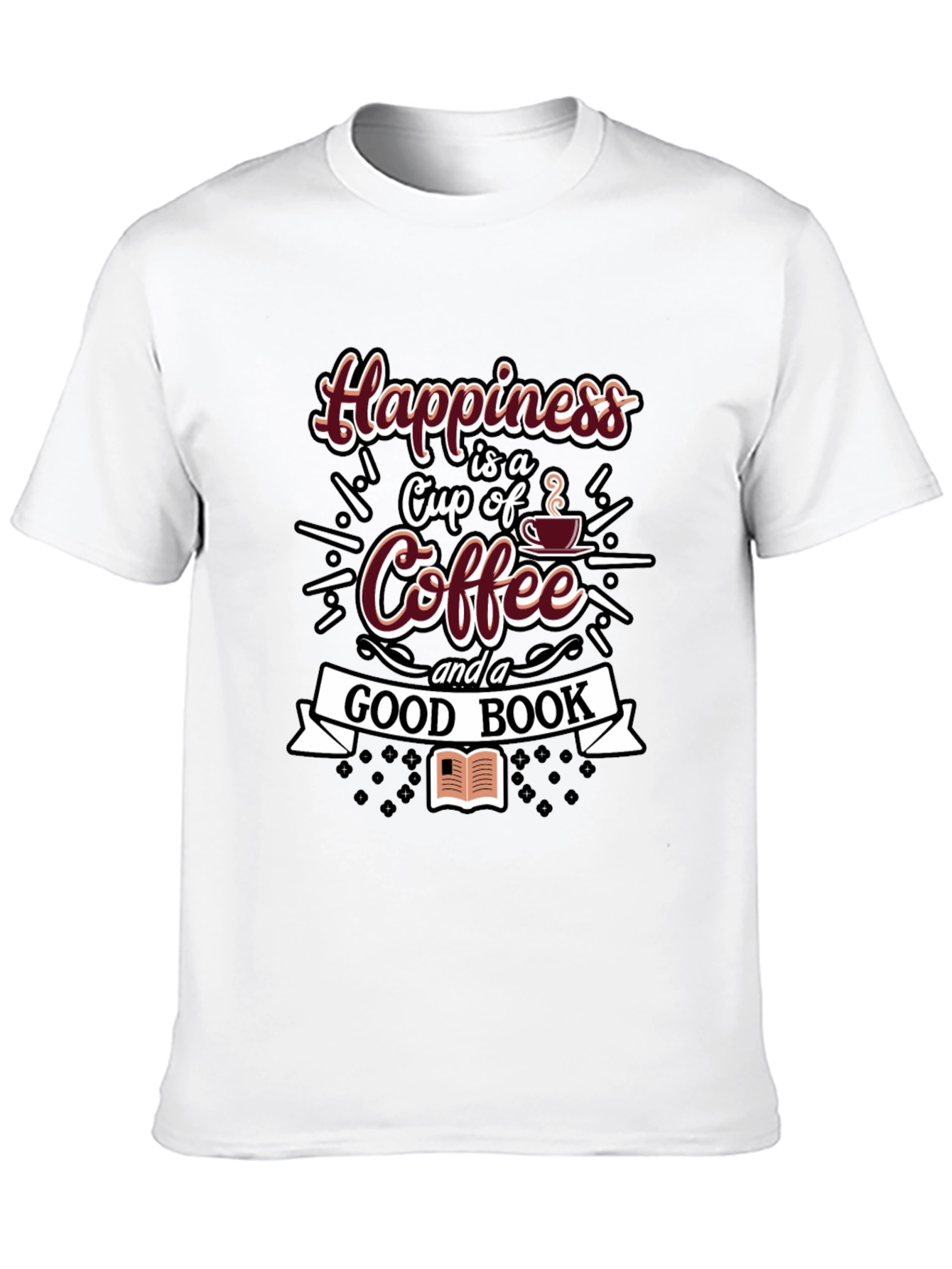 Happiness Coffee and Book T-Shirt