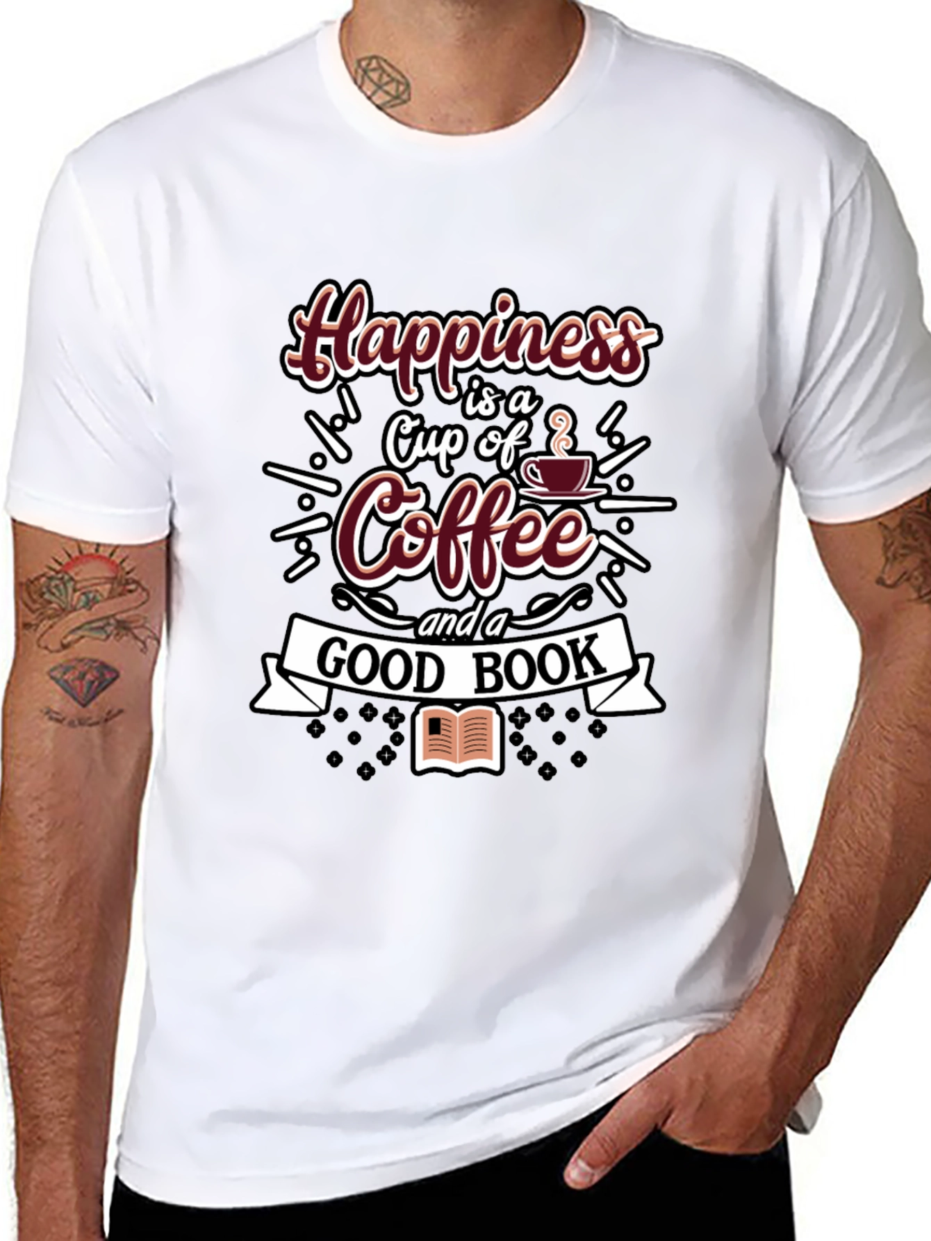 Happiness Coffee and Book T-Shirt