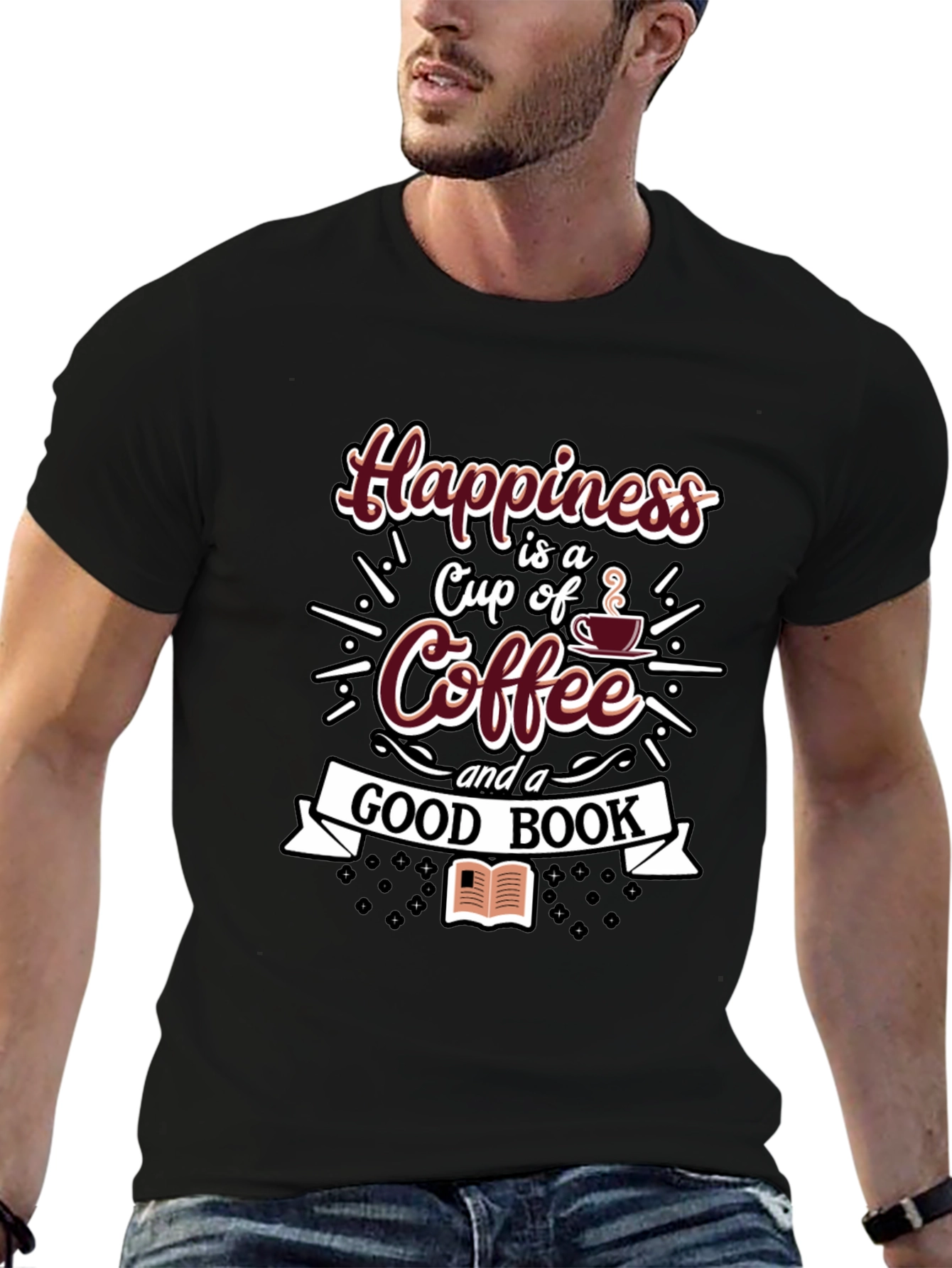 Happiness Coffee and Book T-Shirt