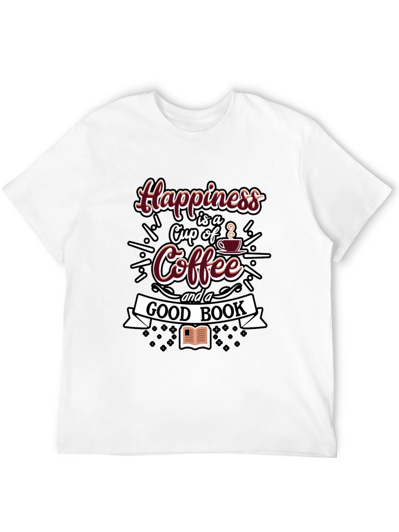 Happiness Coffee and Book T-Shirt