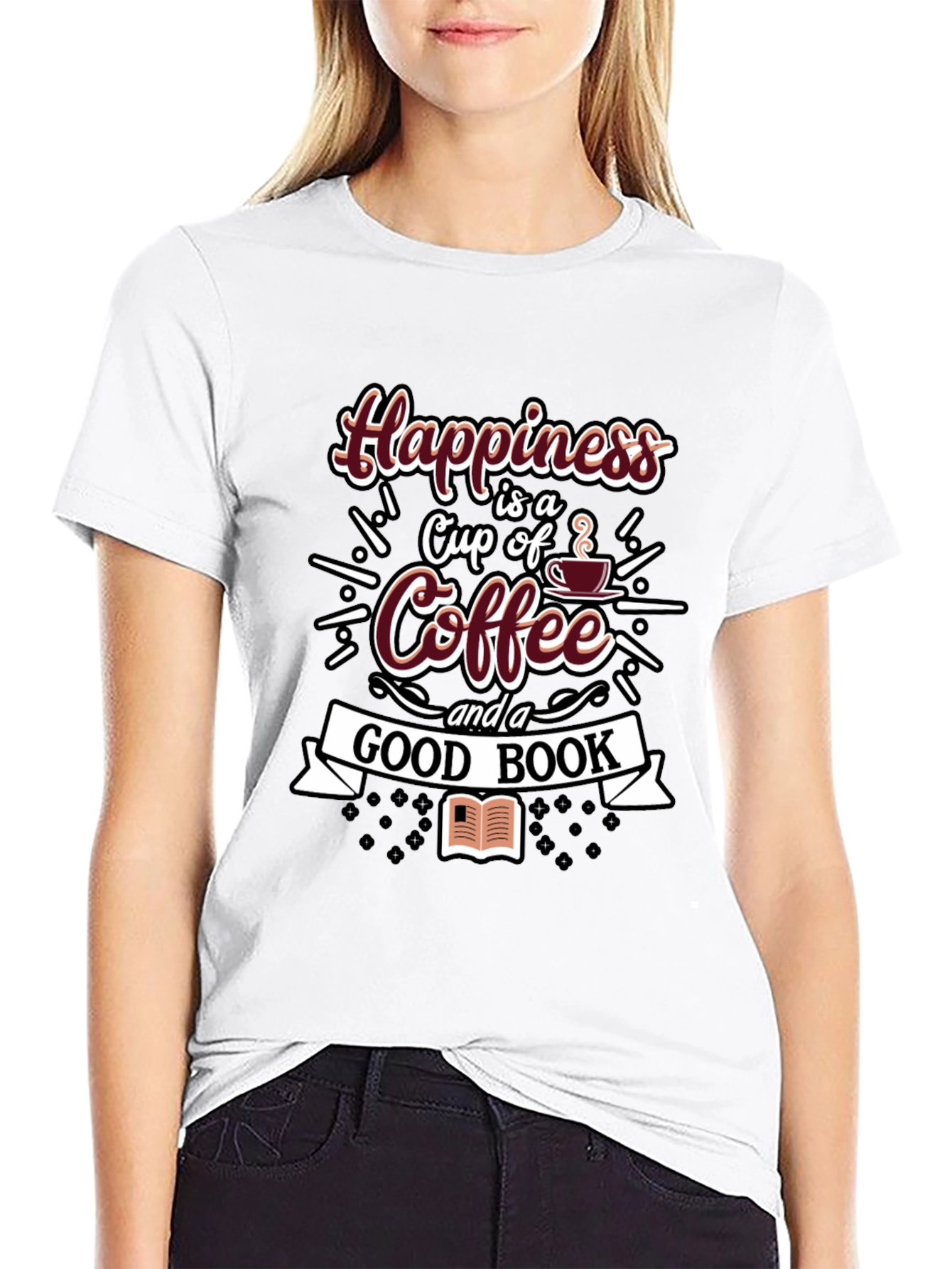 Happiness Coffee and Book T-Shirt