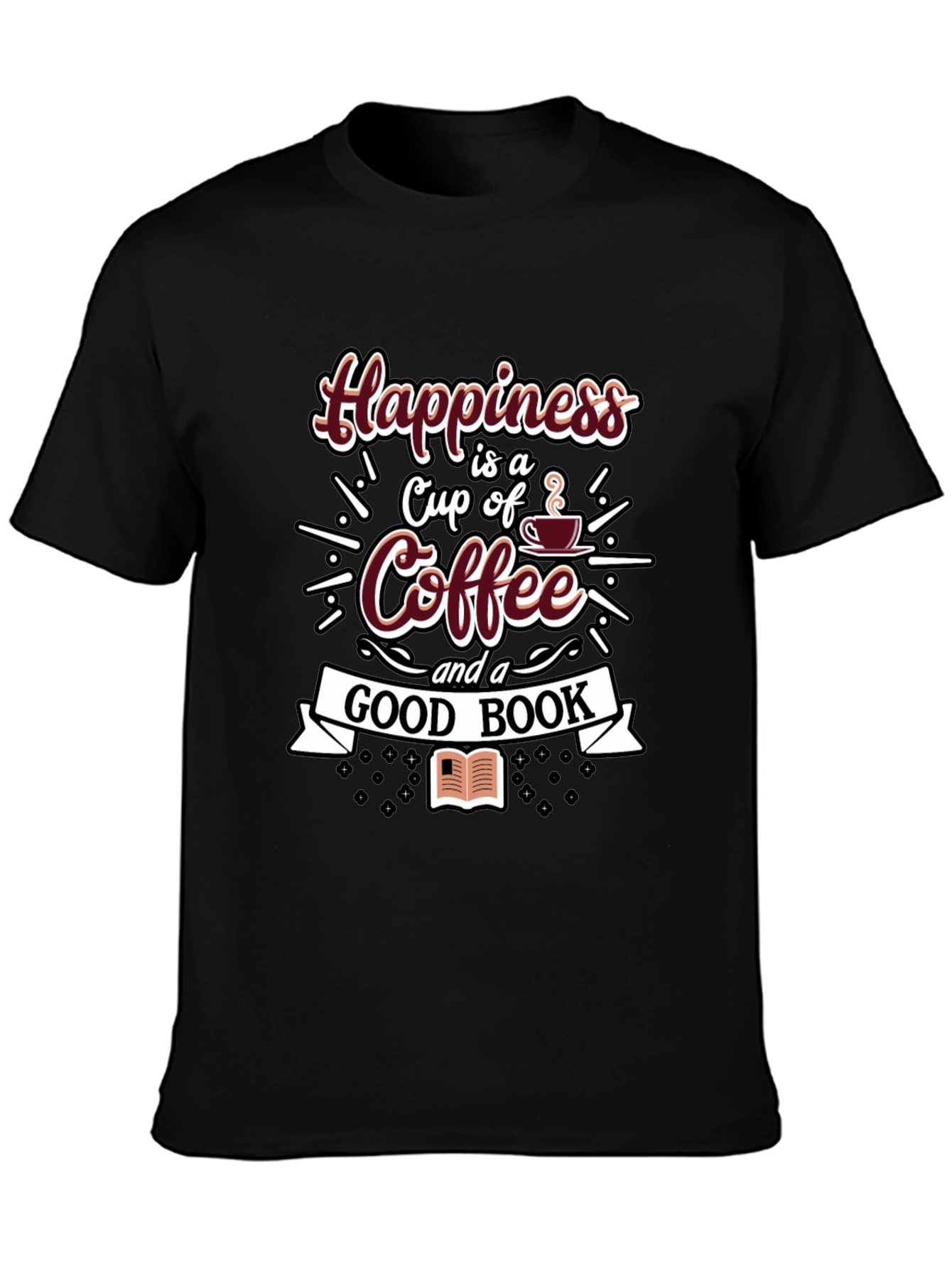Happiness Coffee and Book T-Shirt