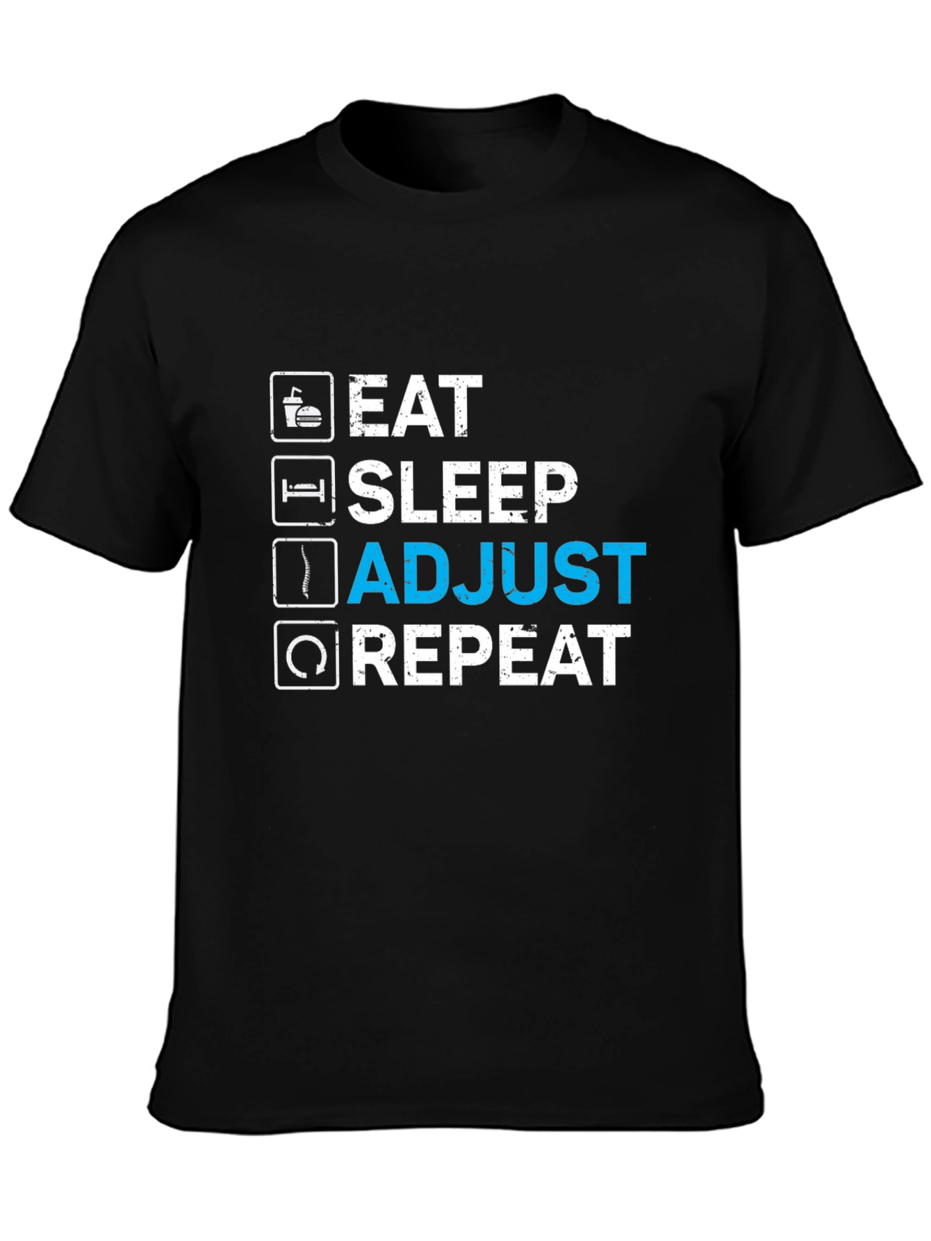 Eat Sleep Adjust Repeat Black Graphic T-Shirt