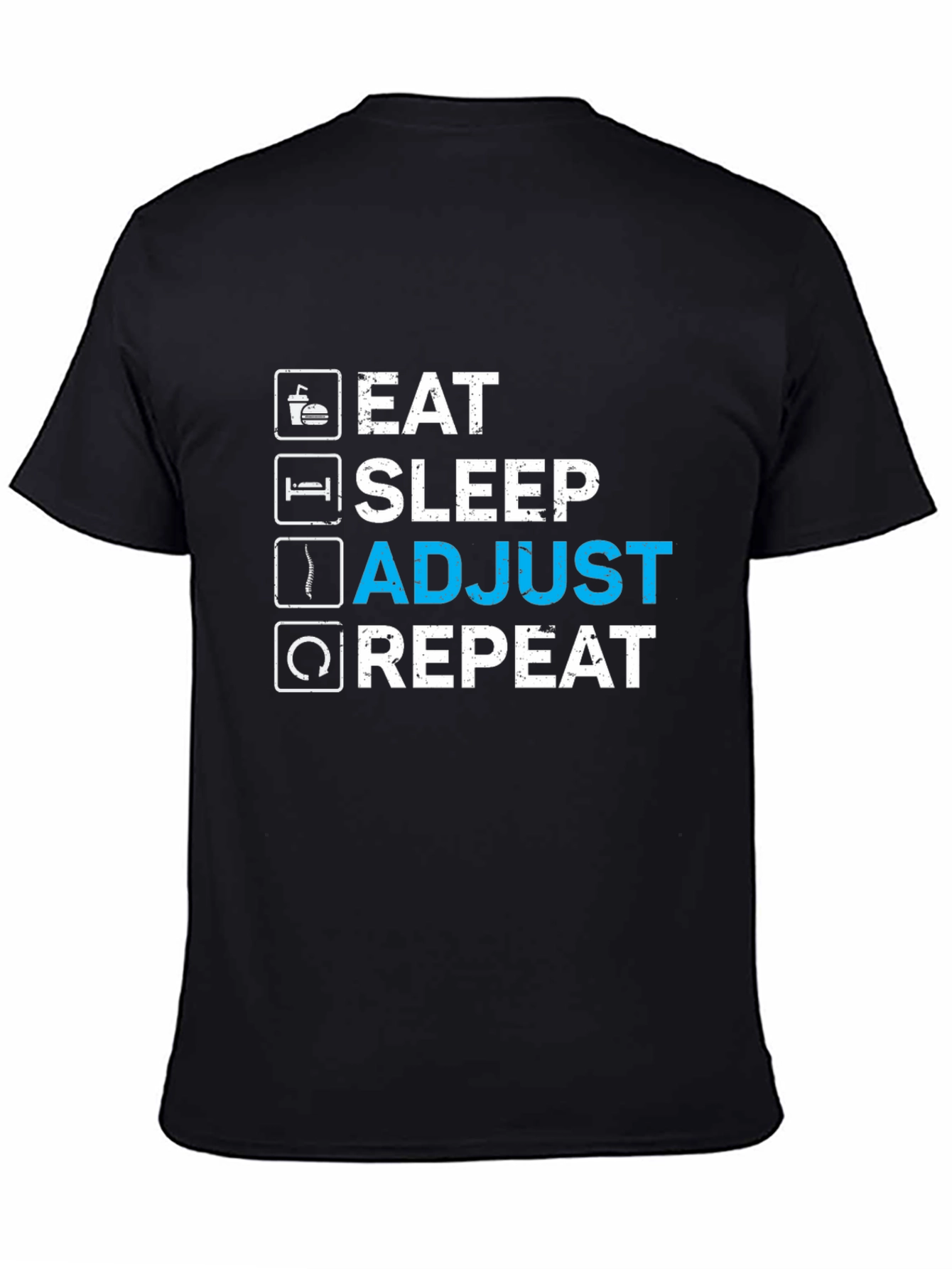 Eat Sleep Adjust Repeat Black Graphic T-Shirt
