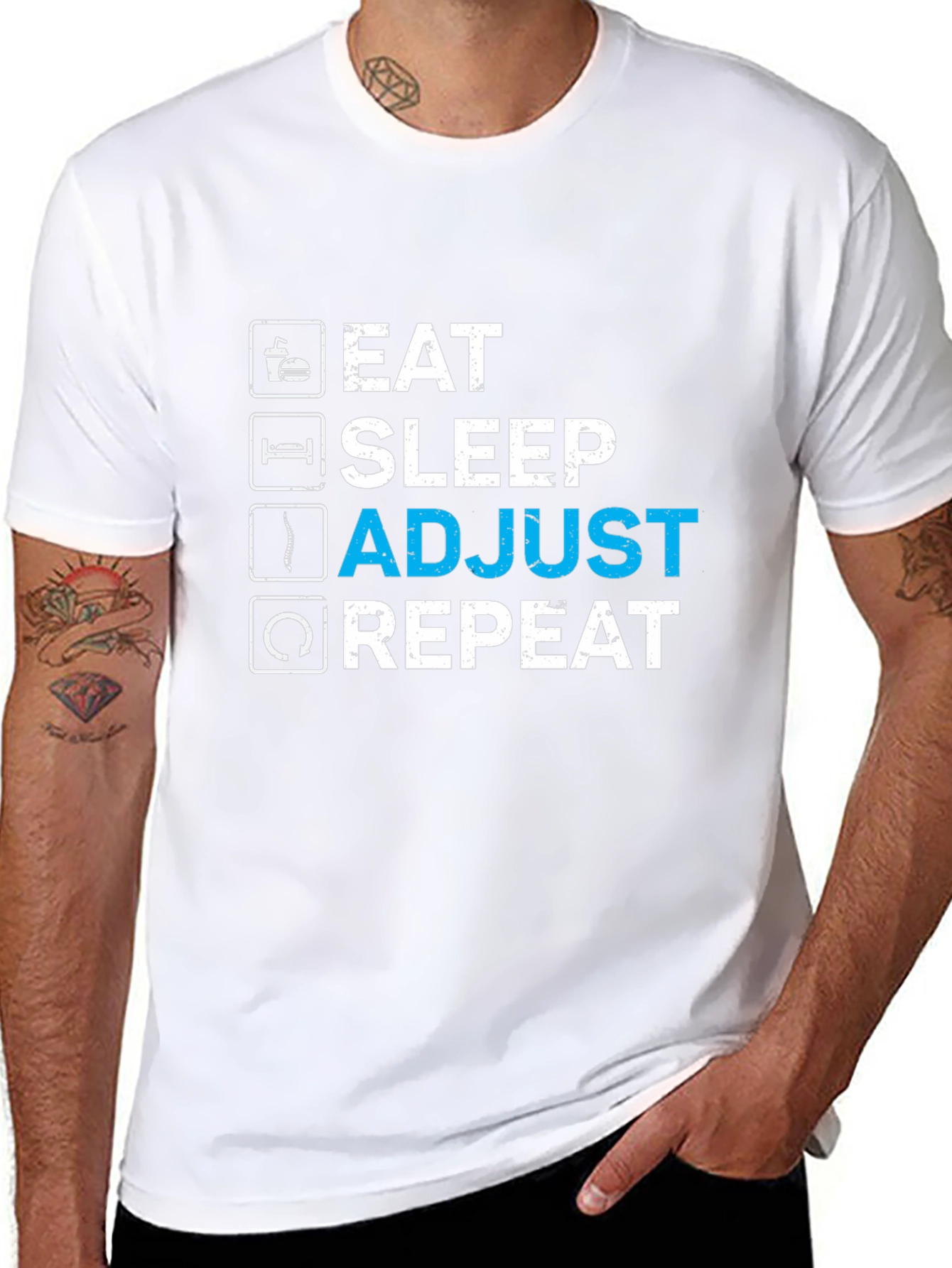 Eat Sleep Adjust Repeat Black Graphic T-Shirt