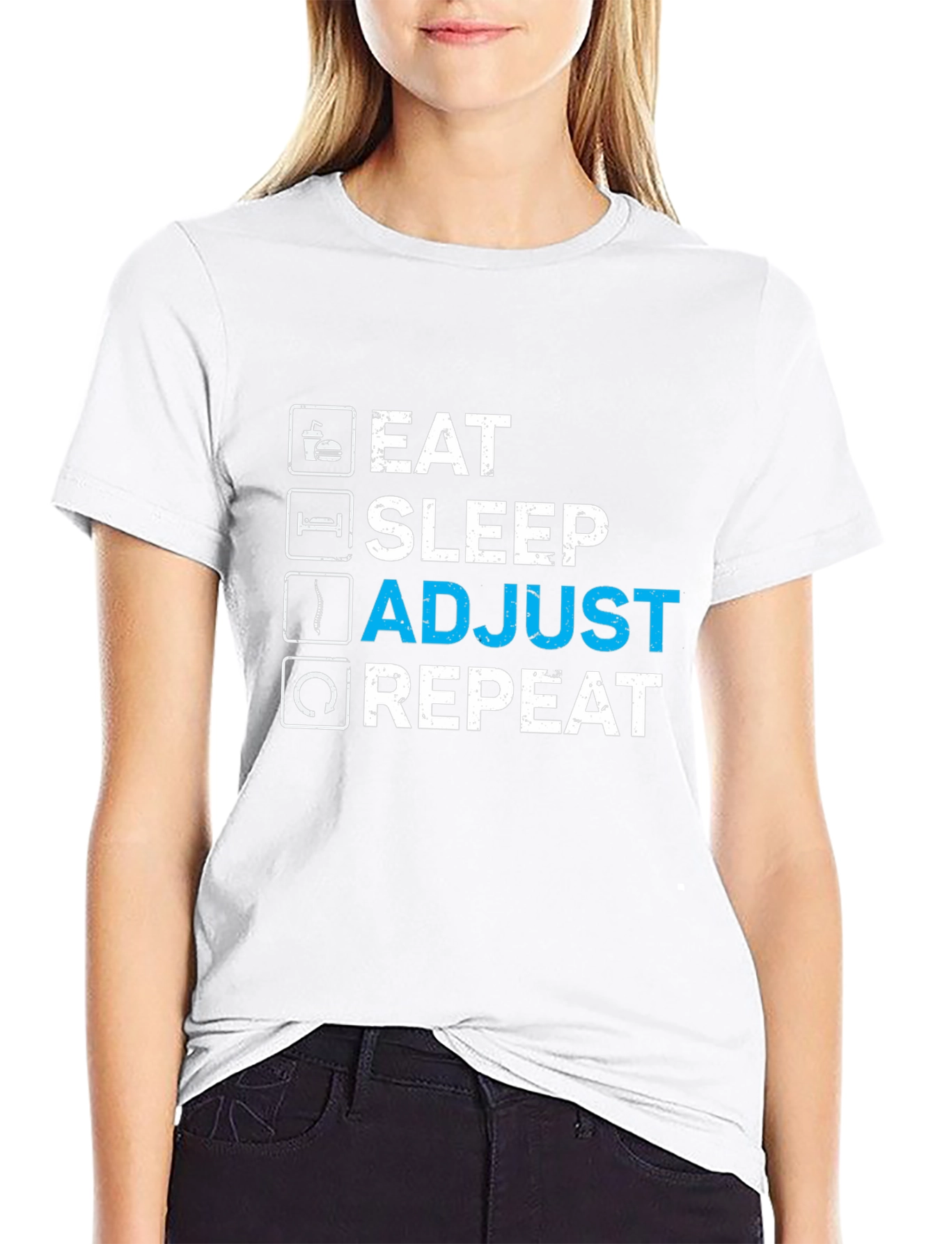 Eat Sleep Adjust Repeat Black Graphic T-Shirt
