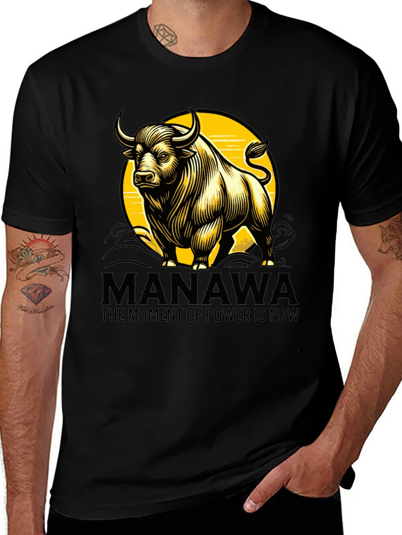 Manawa Bull Graphic T-Shirt - Power is Now