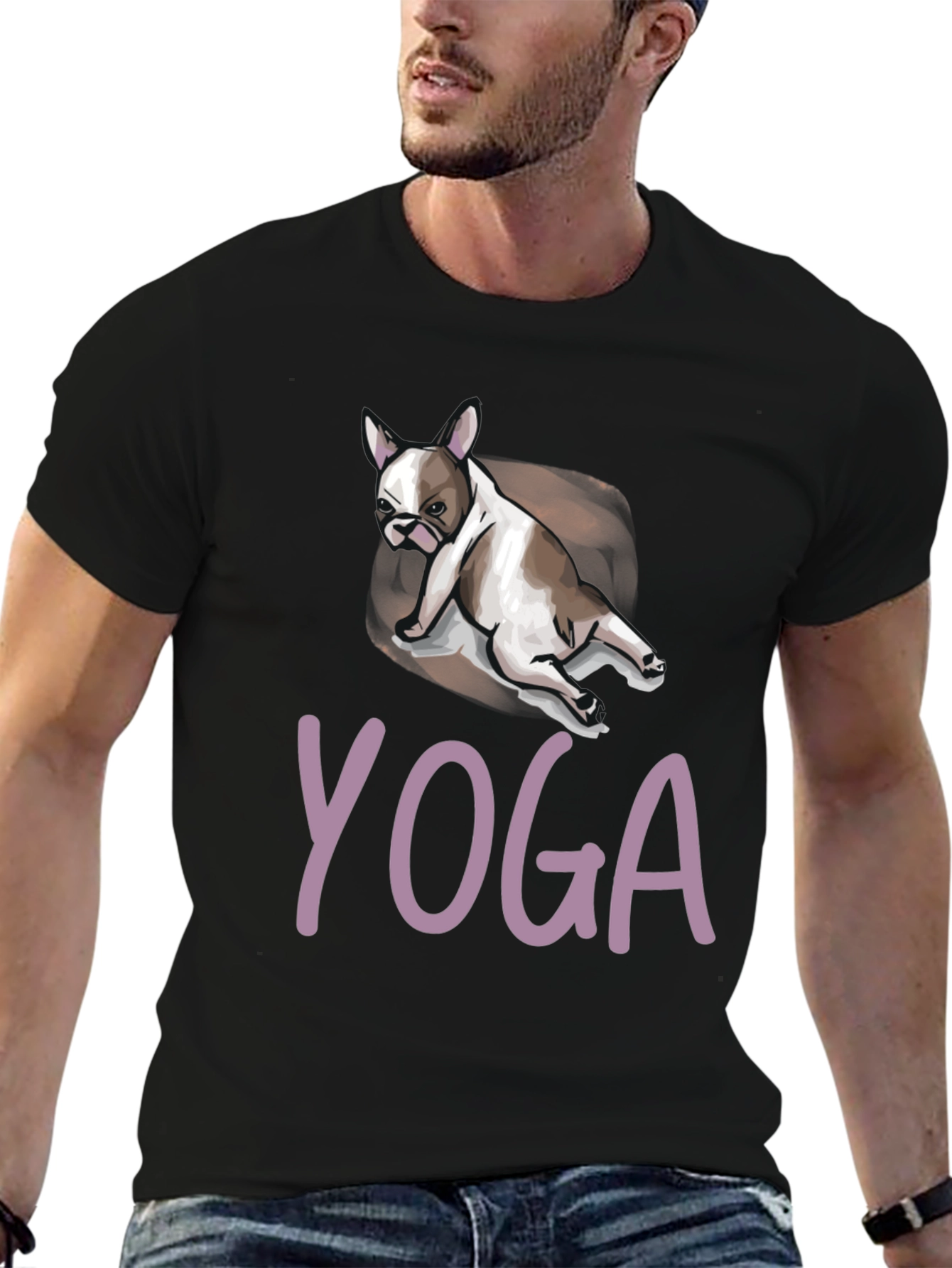Yoga Dog Graphic Tee - Relaxed Fit Black T-Shirt