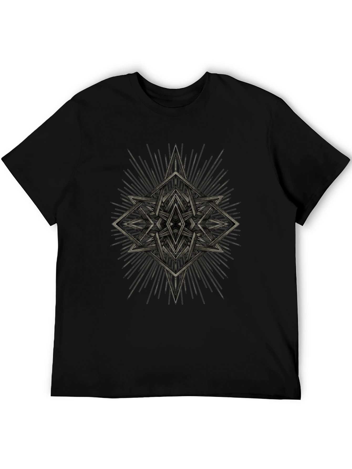 Geometric Starburst Graphic Tee - Black