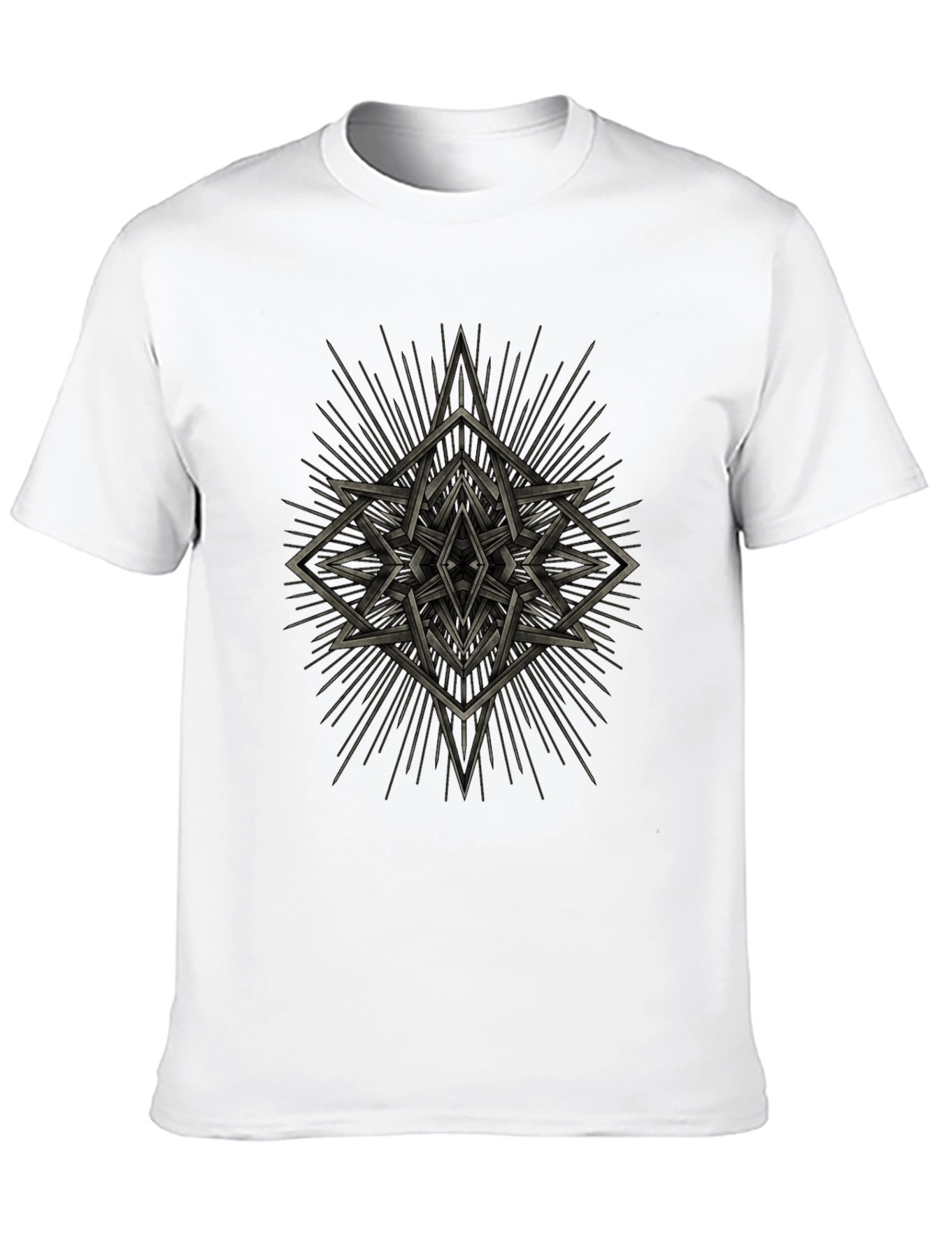 Geometric Starburst Graphic Tee - Black