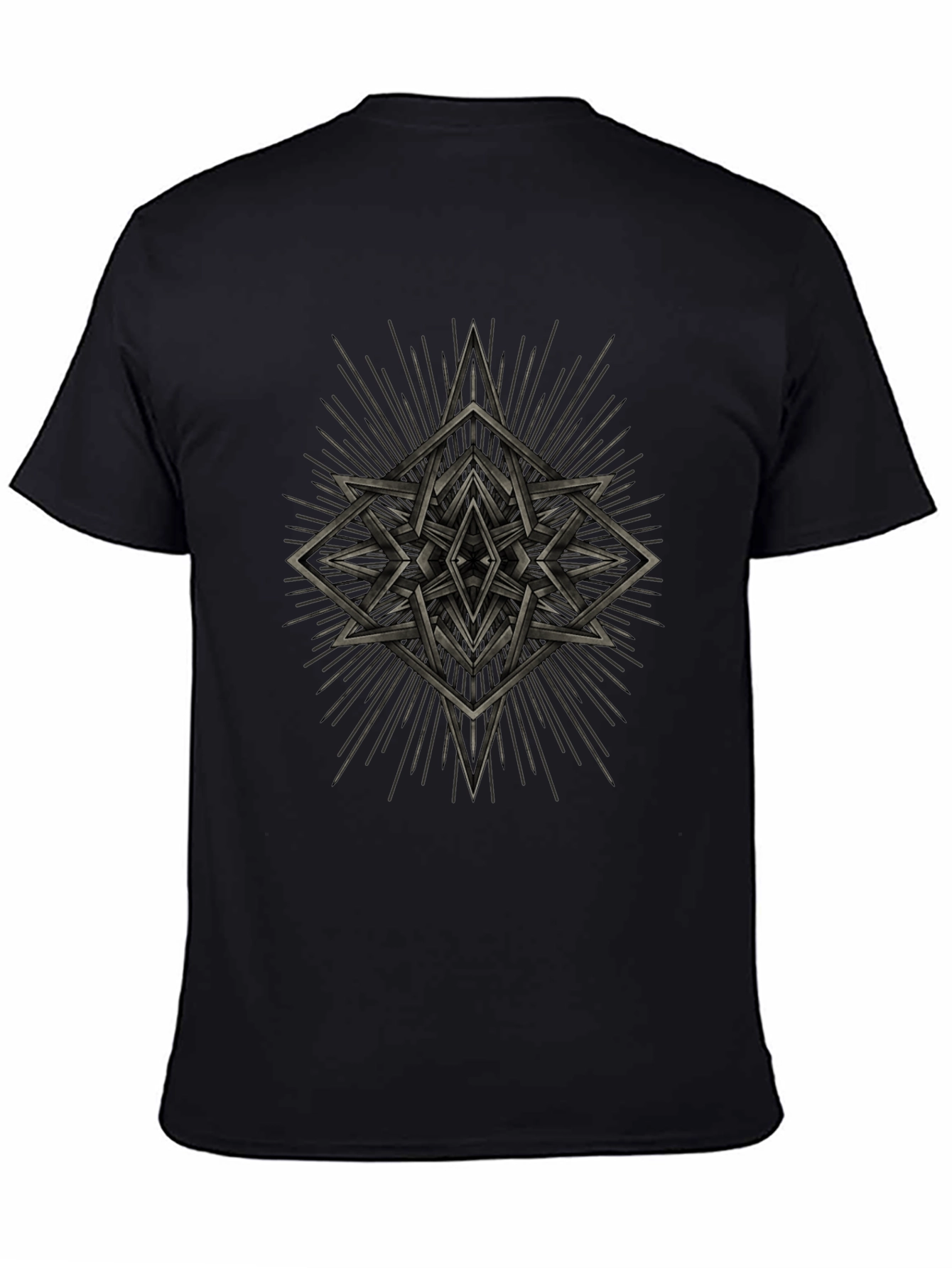 Geometric Starburst Graphic Tee - Black