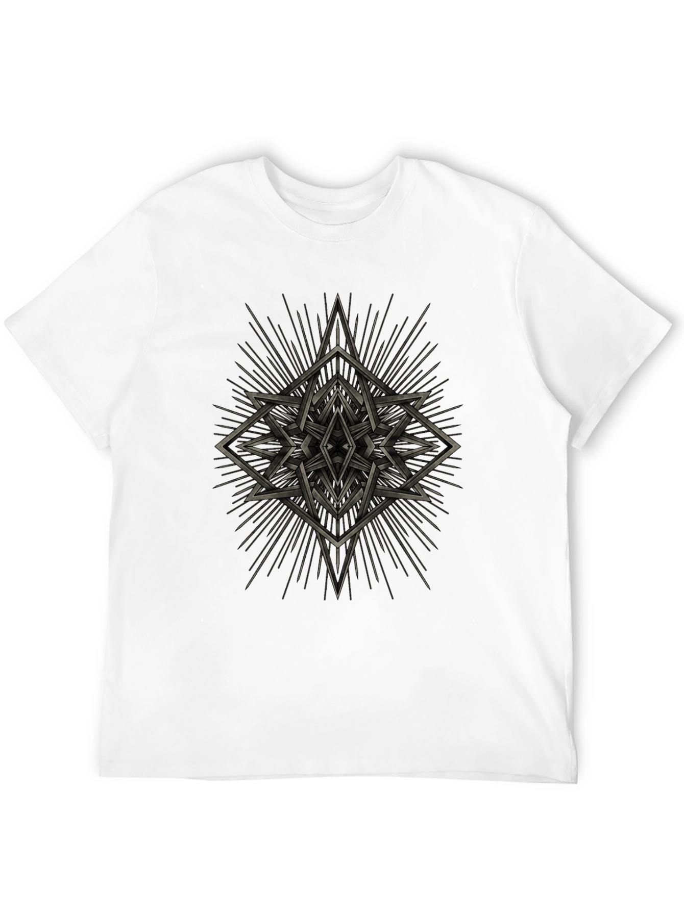 Geometric Starburst Graphic Tee - Black