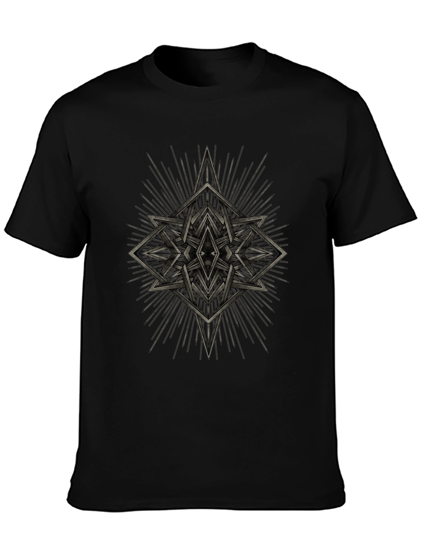 Geometric Starburst Graphic Tee - Black