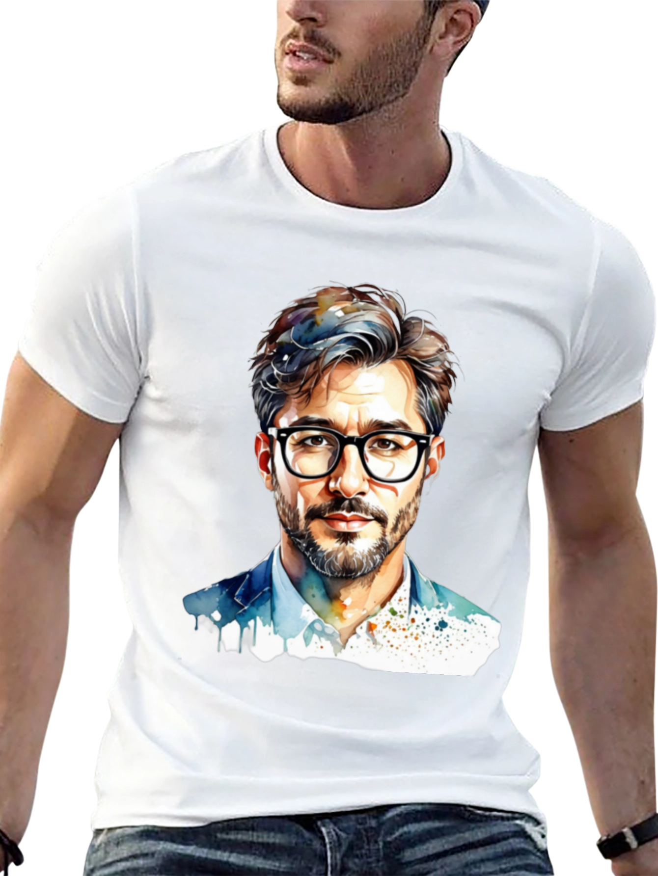 Stylish Mens Portrait Graphic Tee
