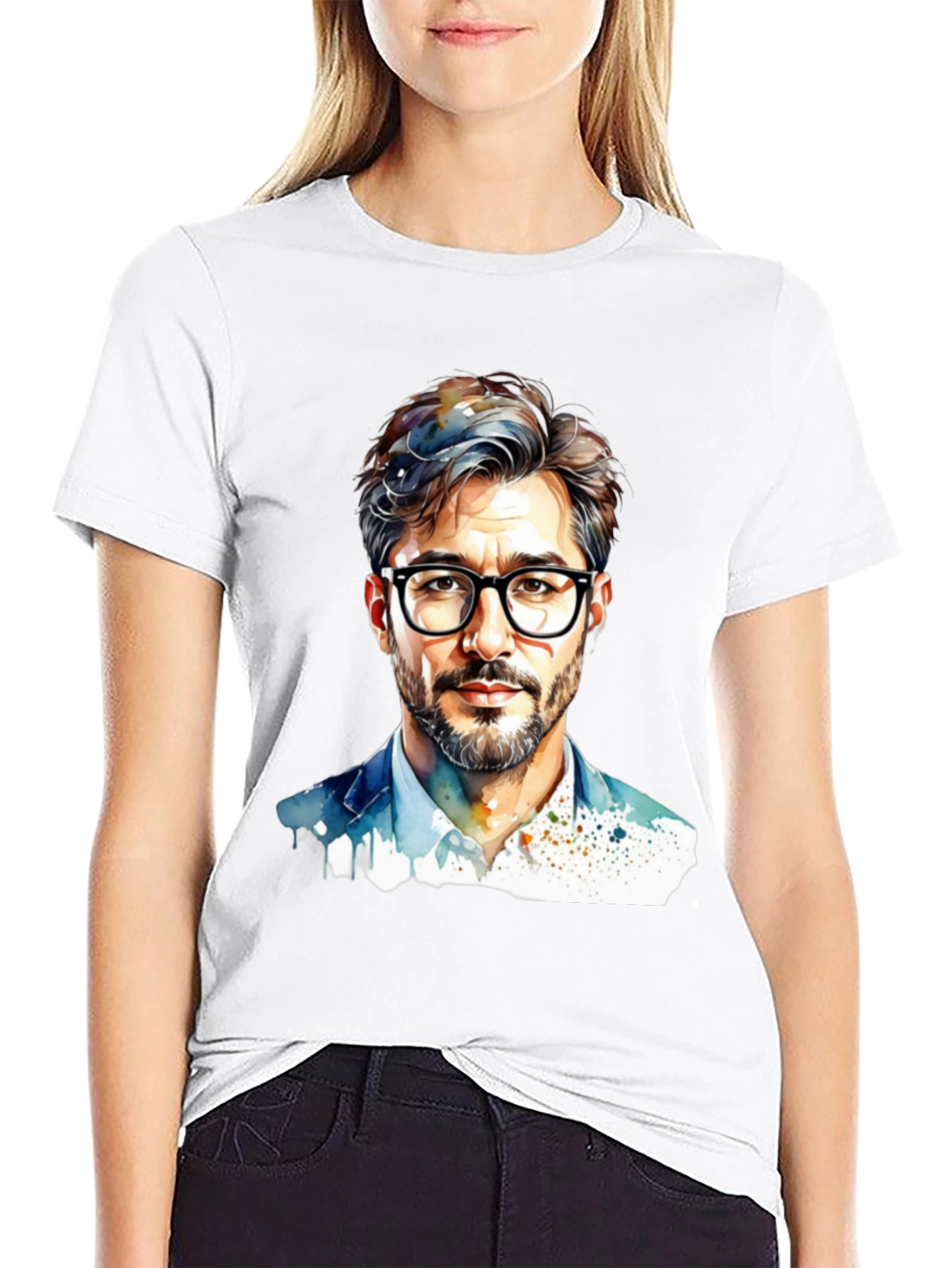 Stylish Mens Portrait Graphic Tee
