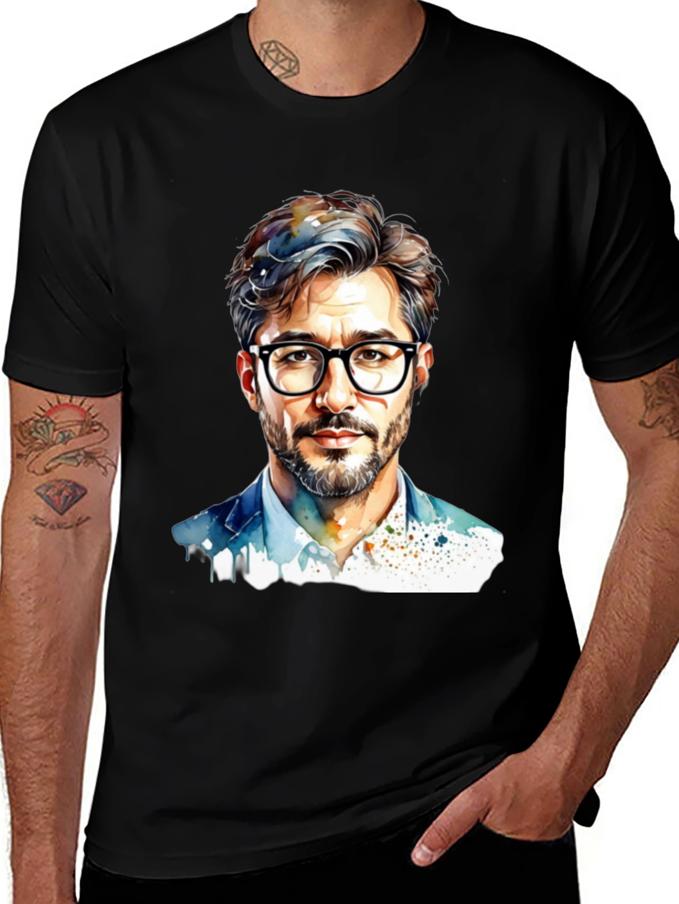 Stylish Mens Portrait Graphic Tee