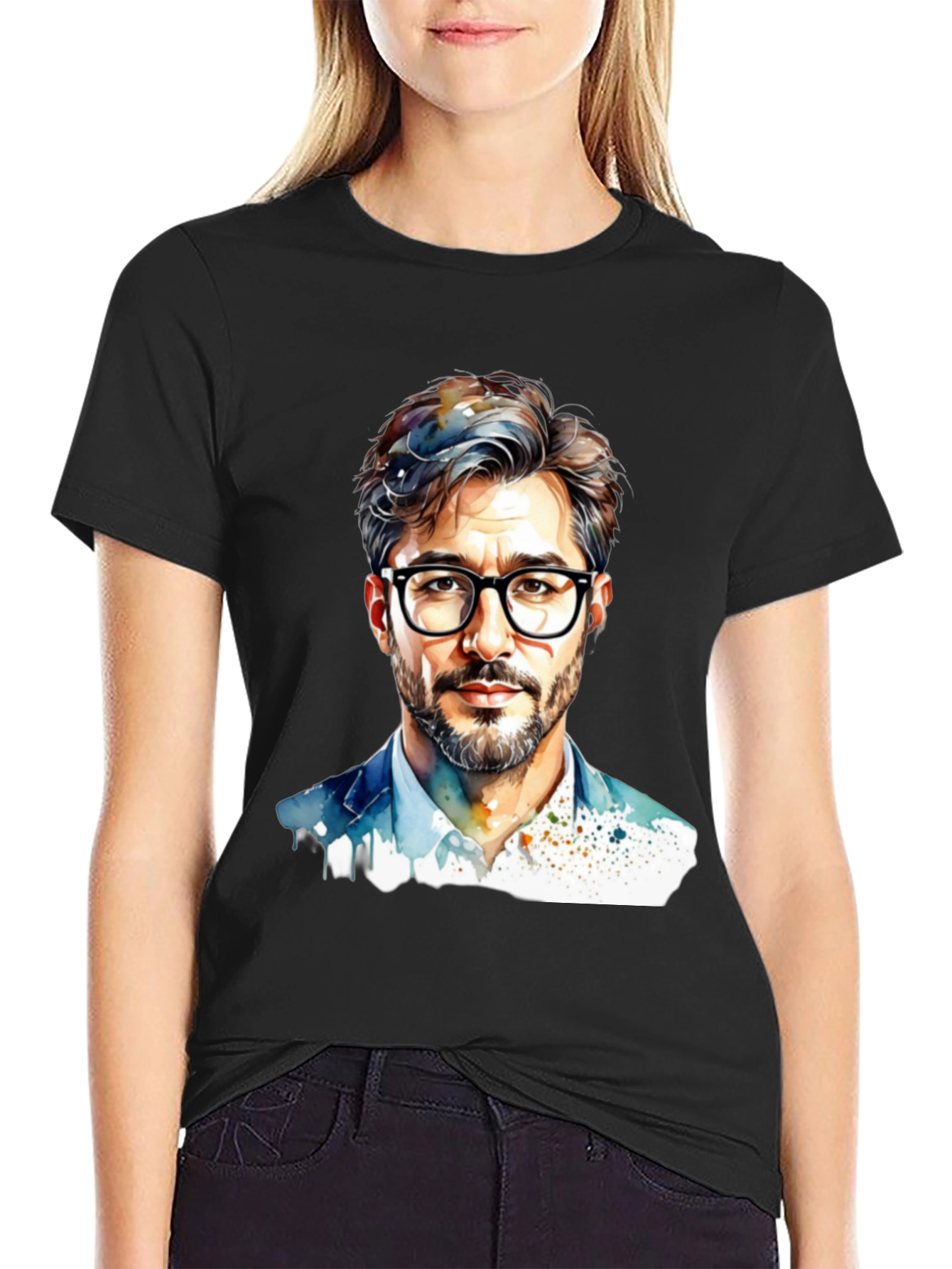 Stylish Mens Portrait Graphic Tee
