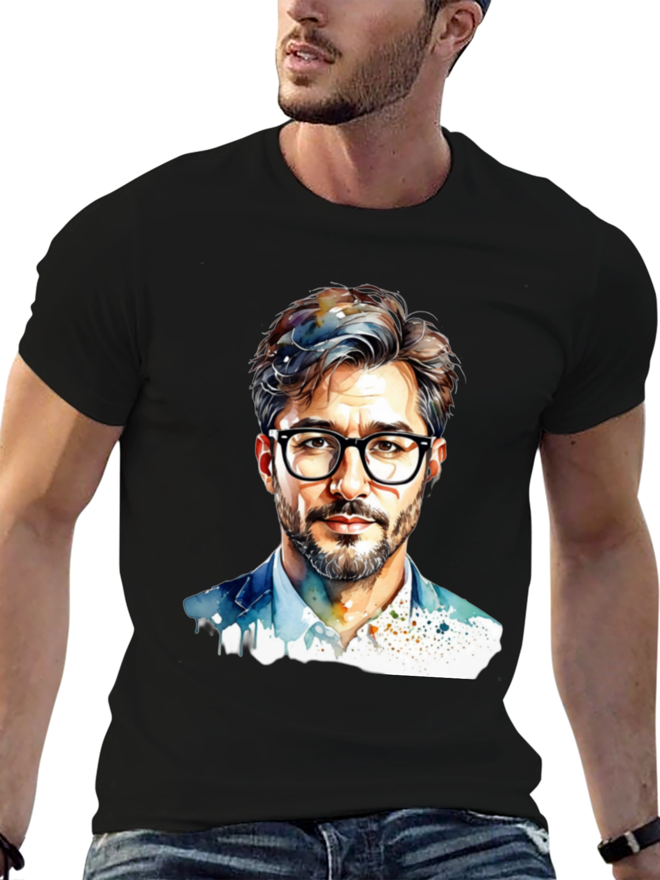 Stylish Mens Portrait Graphic Tee