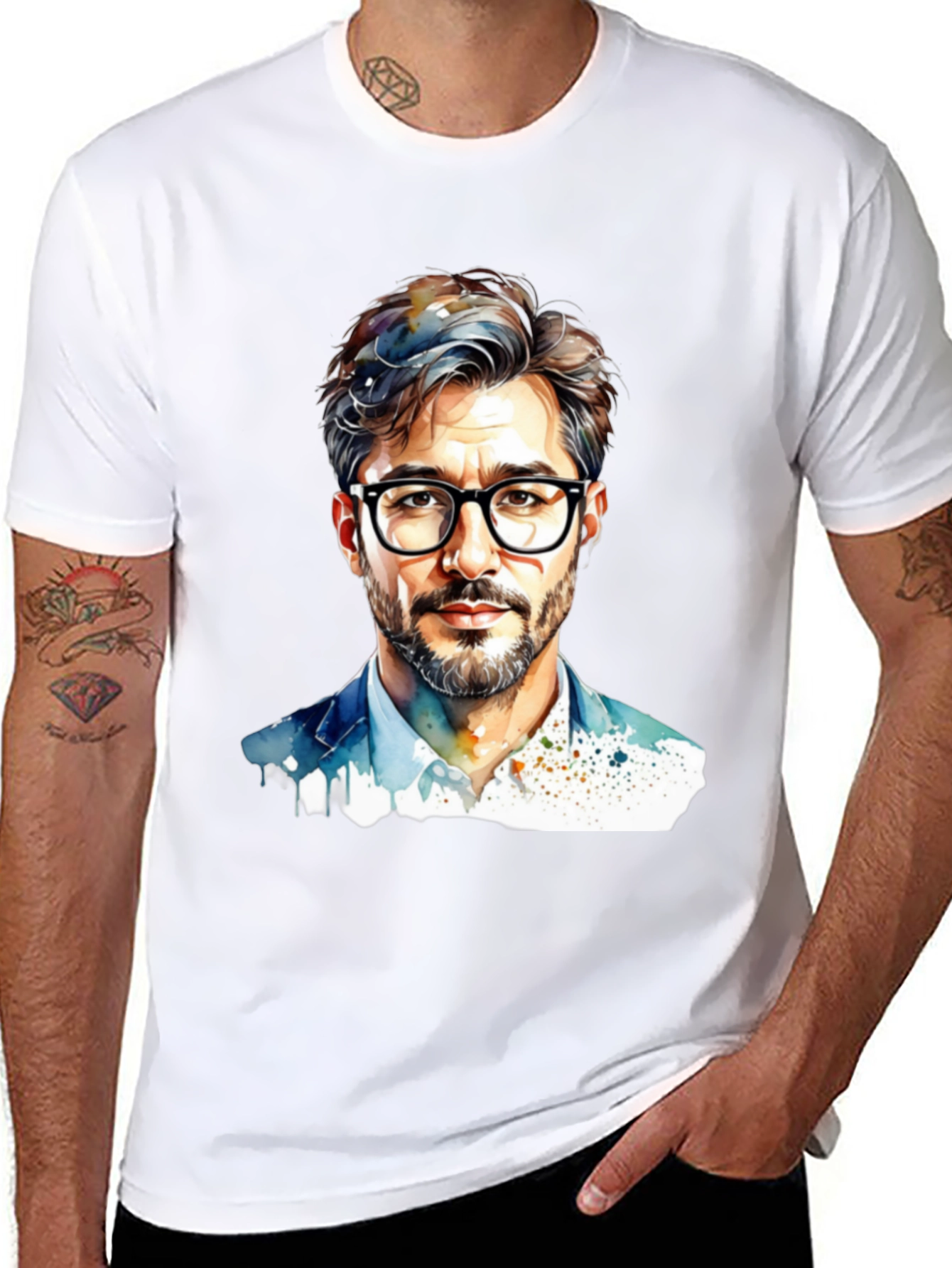 Stylish Mens Portrait Graphic Tee