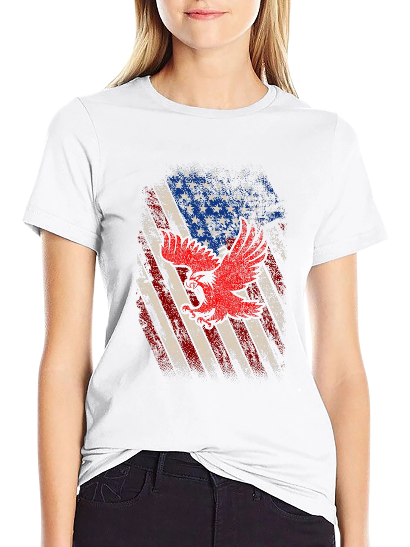 American Flag Eagle Graphic Tee - Patriotic Style