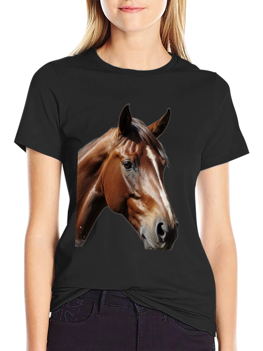 Horse Head Graphic Tee - Black Cotton T-Shirt