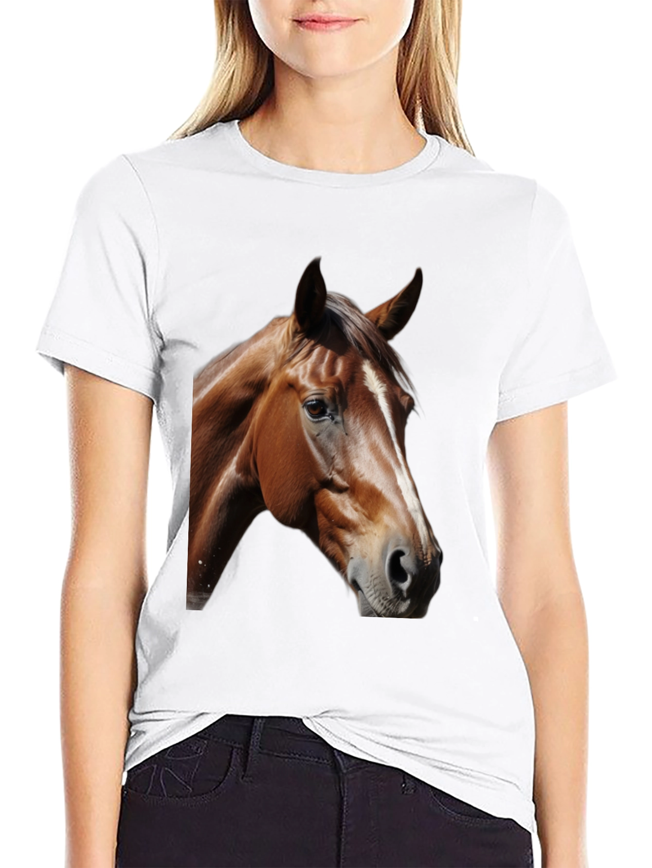 Horse Head Graphic Tee - Black Cotton T-Shirt