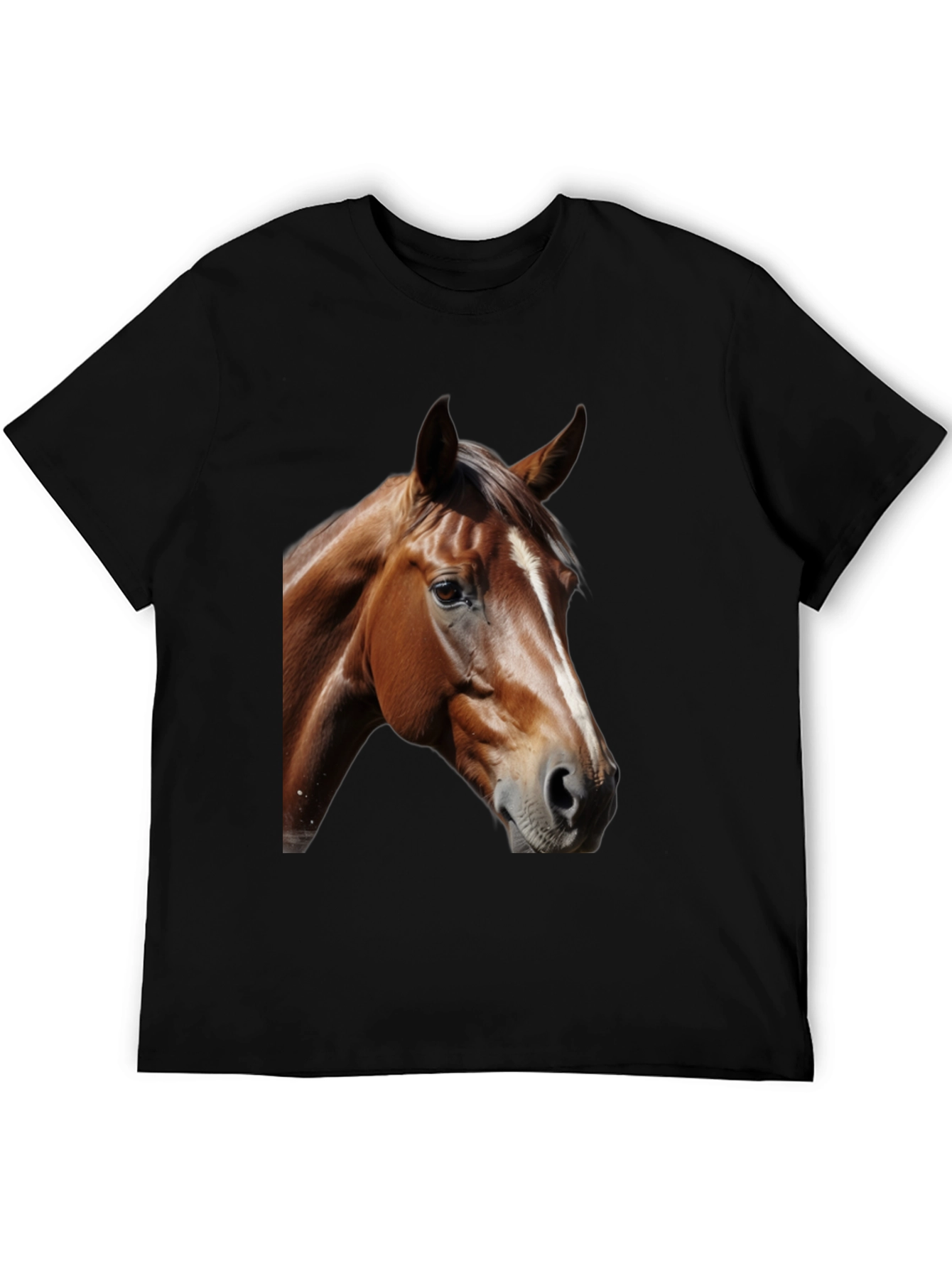 Horse Head Graphic Tee - Black Cotton T-Shirt