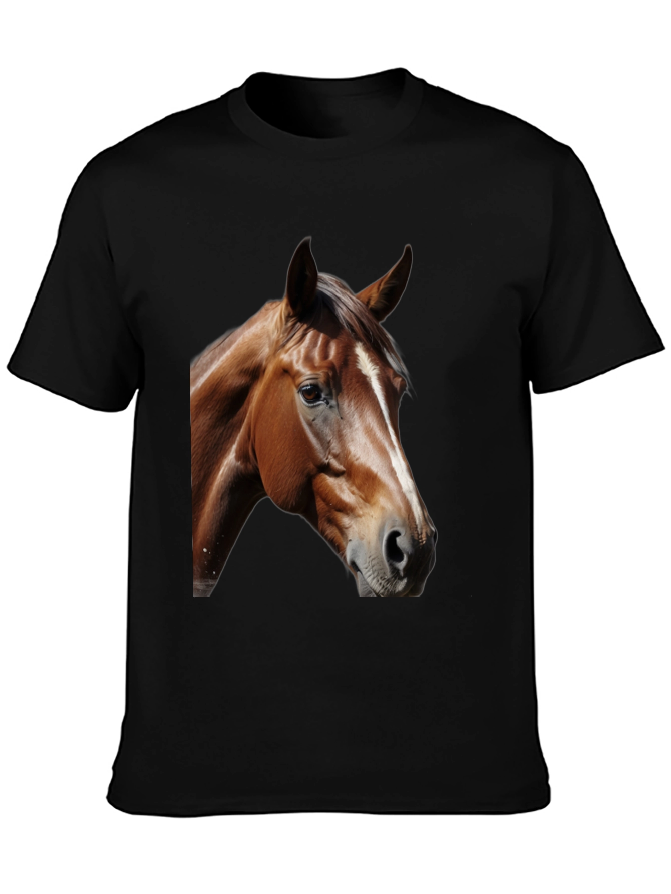 Horse Head Graphic Tee - Black Cotton T-Shirt