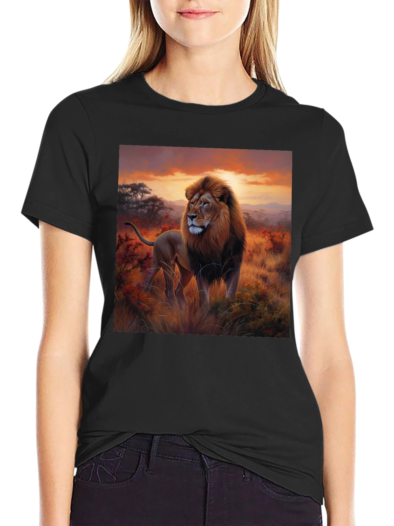 Lion King Graphic Tee - Majestic Animal Print Shirt