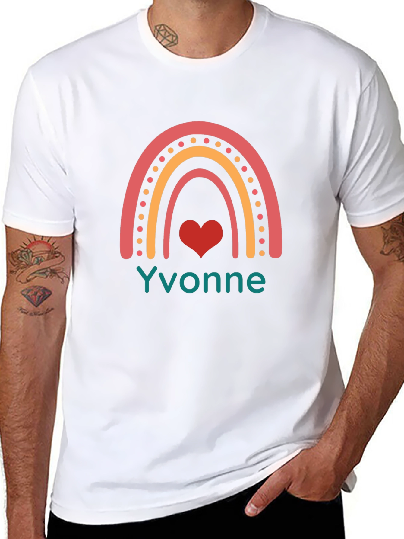 Yvonne Rainbow Heart Graphic Tee - Black