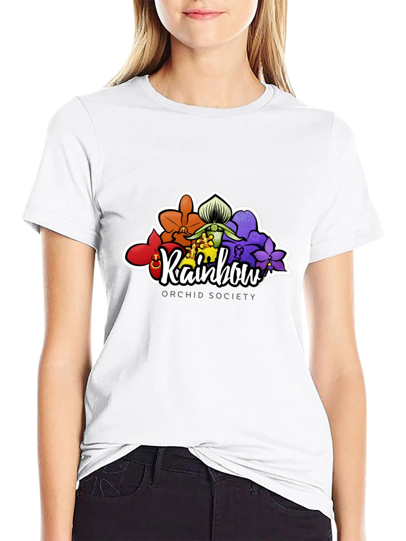 Rainbow Orchid Society Black T-Shirt