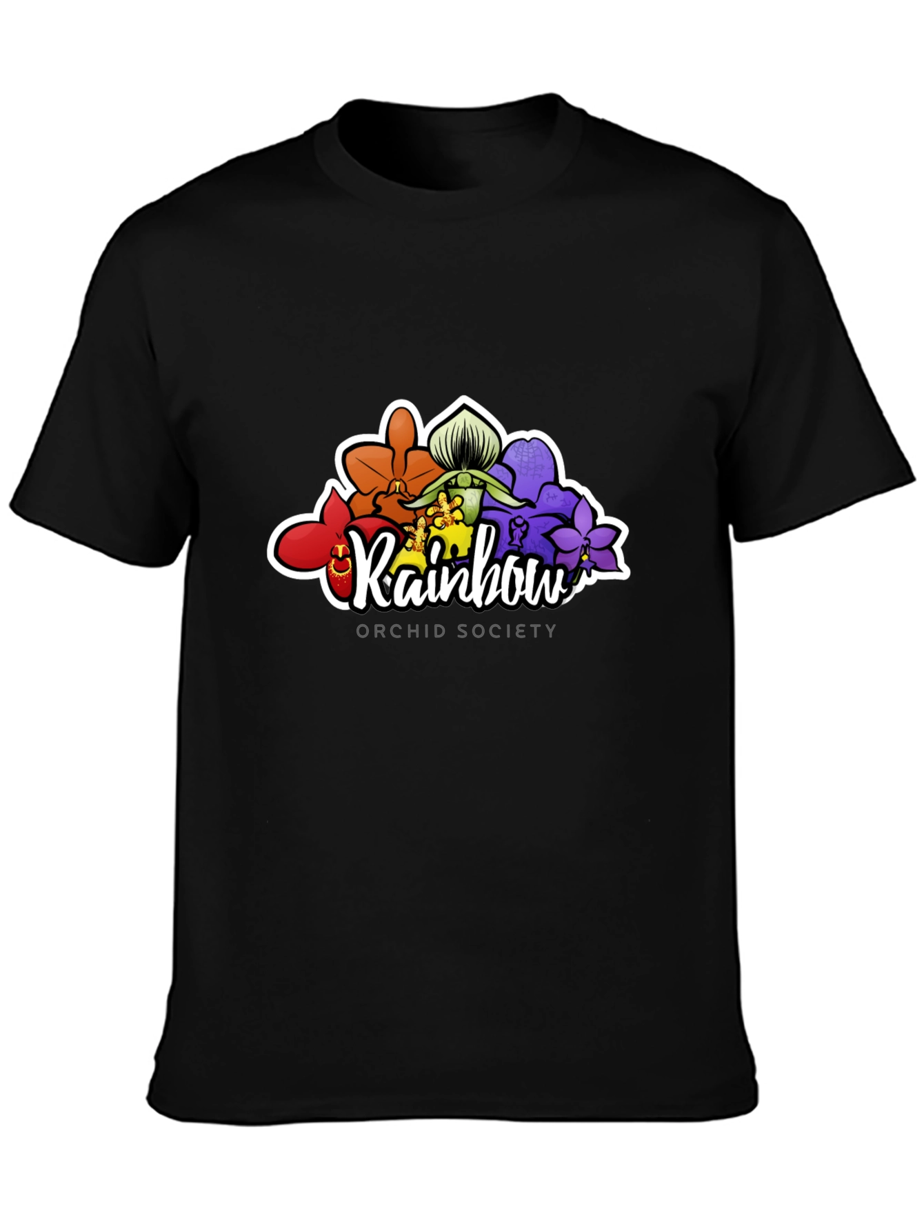 Rainbow Orchid Society Black T-Shirt