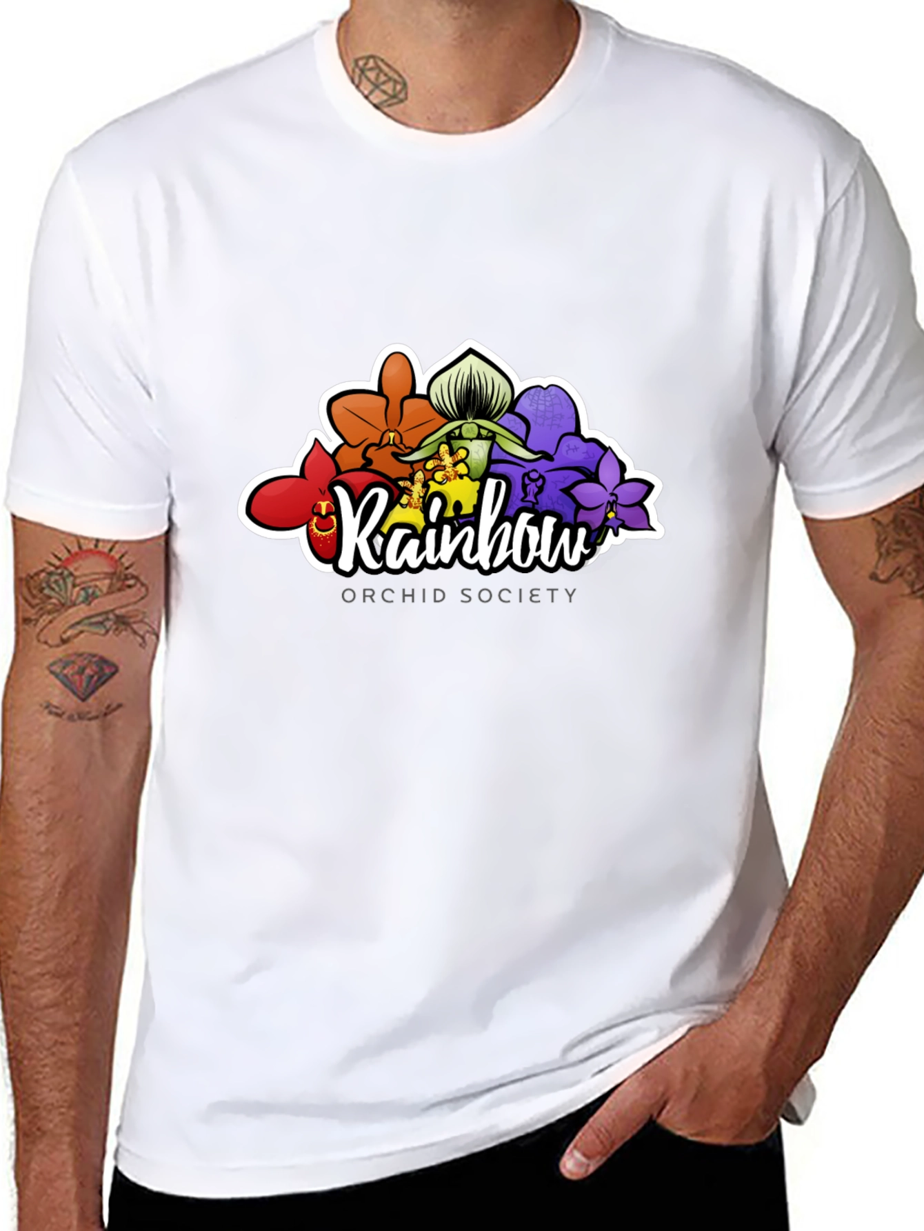 Rainbow Orchid Society Black T-Shirt