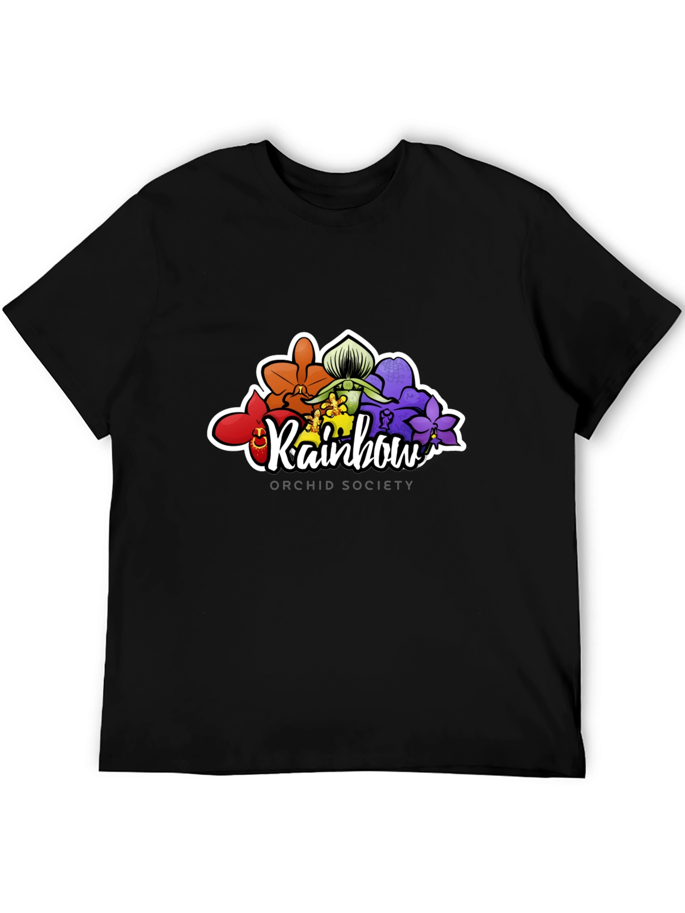 Rainbow Orchid Society Black T-Shirt
