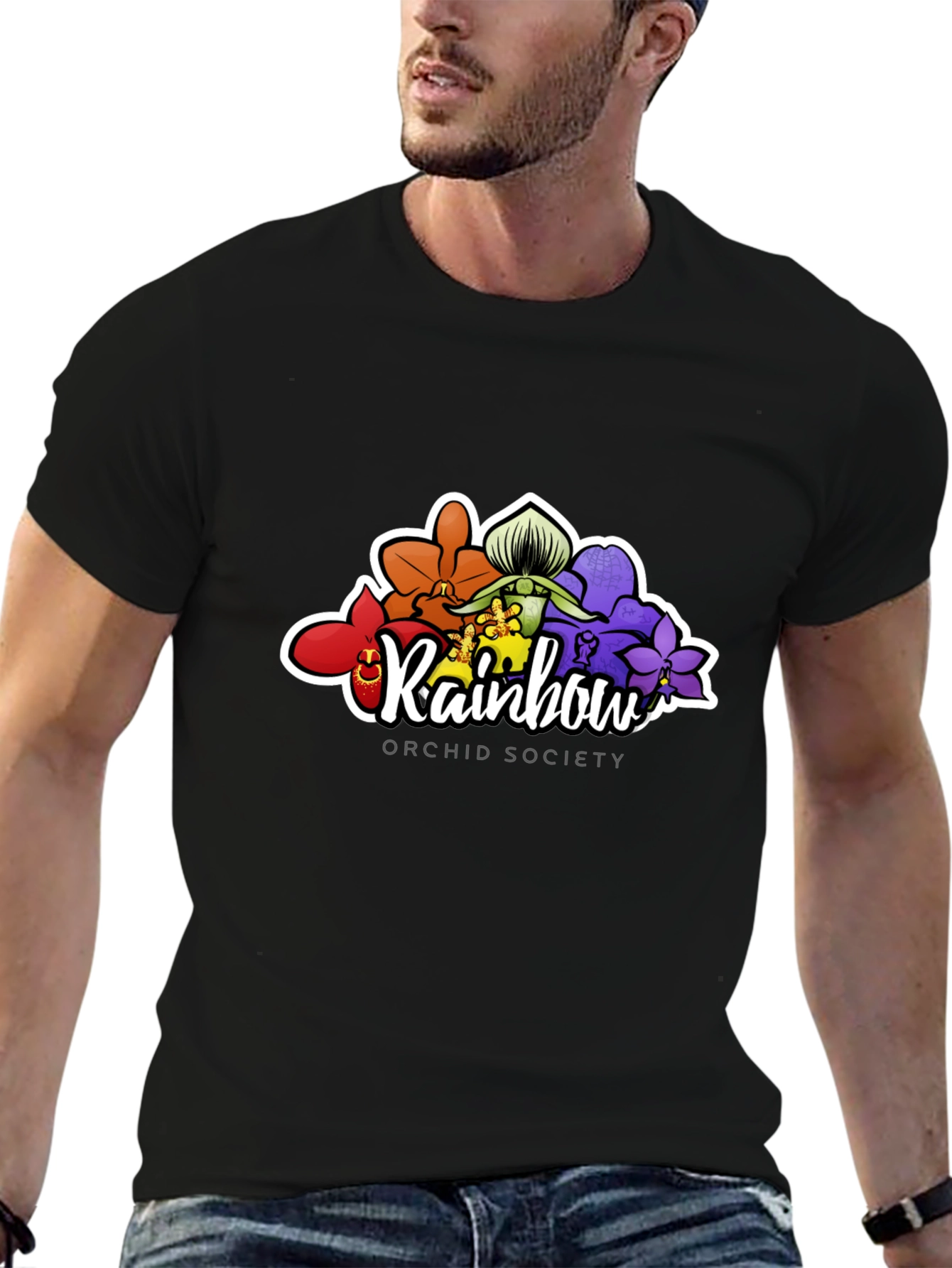 Rainbow Orchid Society Black T-Shirt