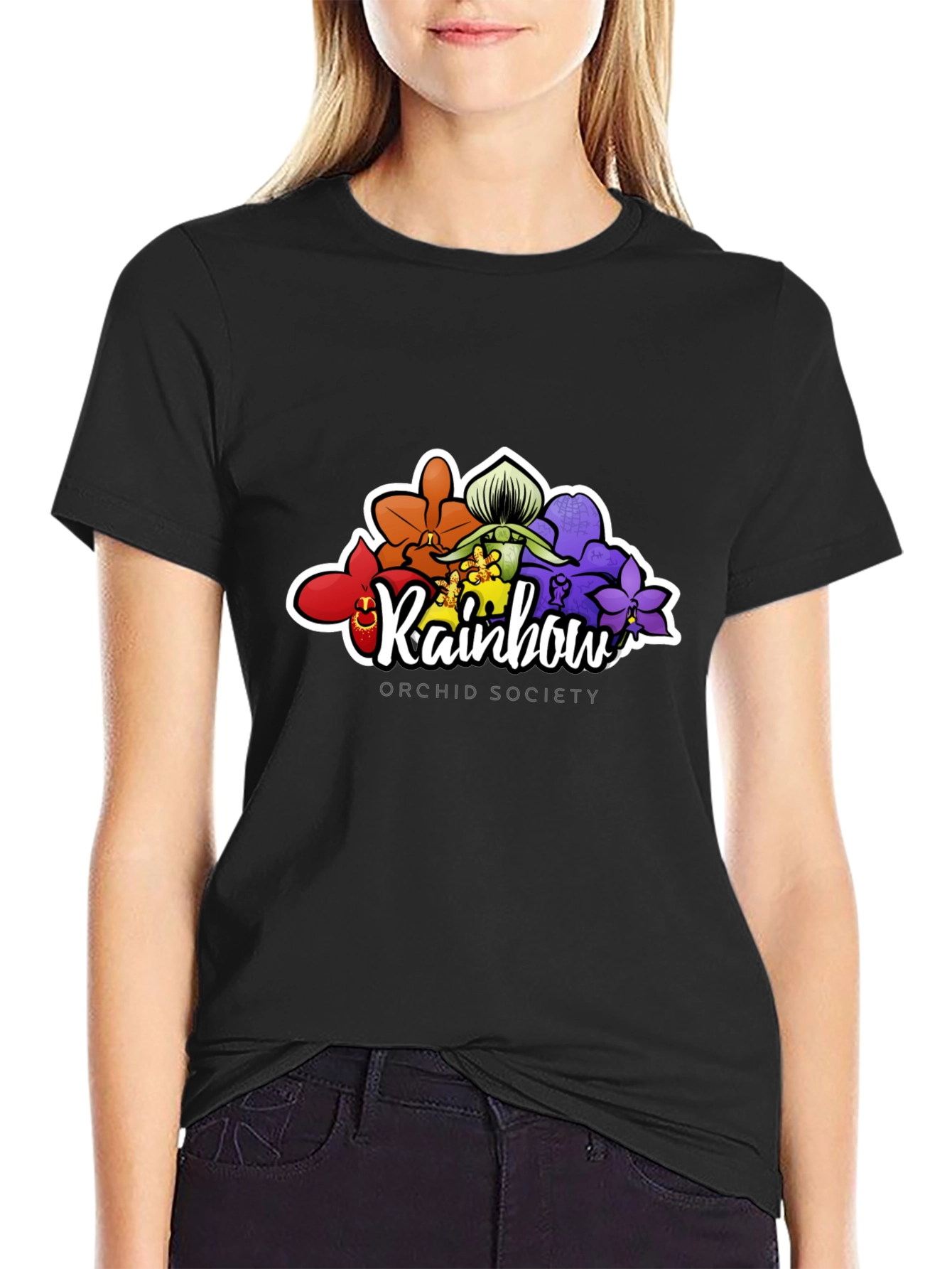 Rainbow Orchid Society Black T-Shirt