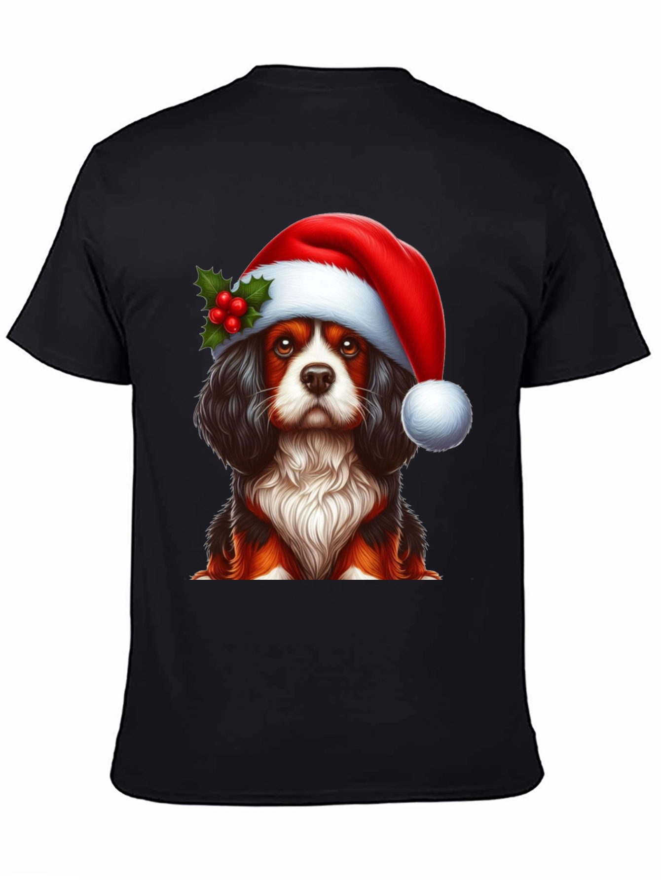 Christmas Dog T-Shirt - Cute Cavalier Santa Hat Tee